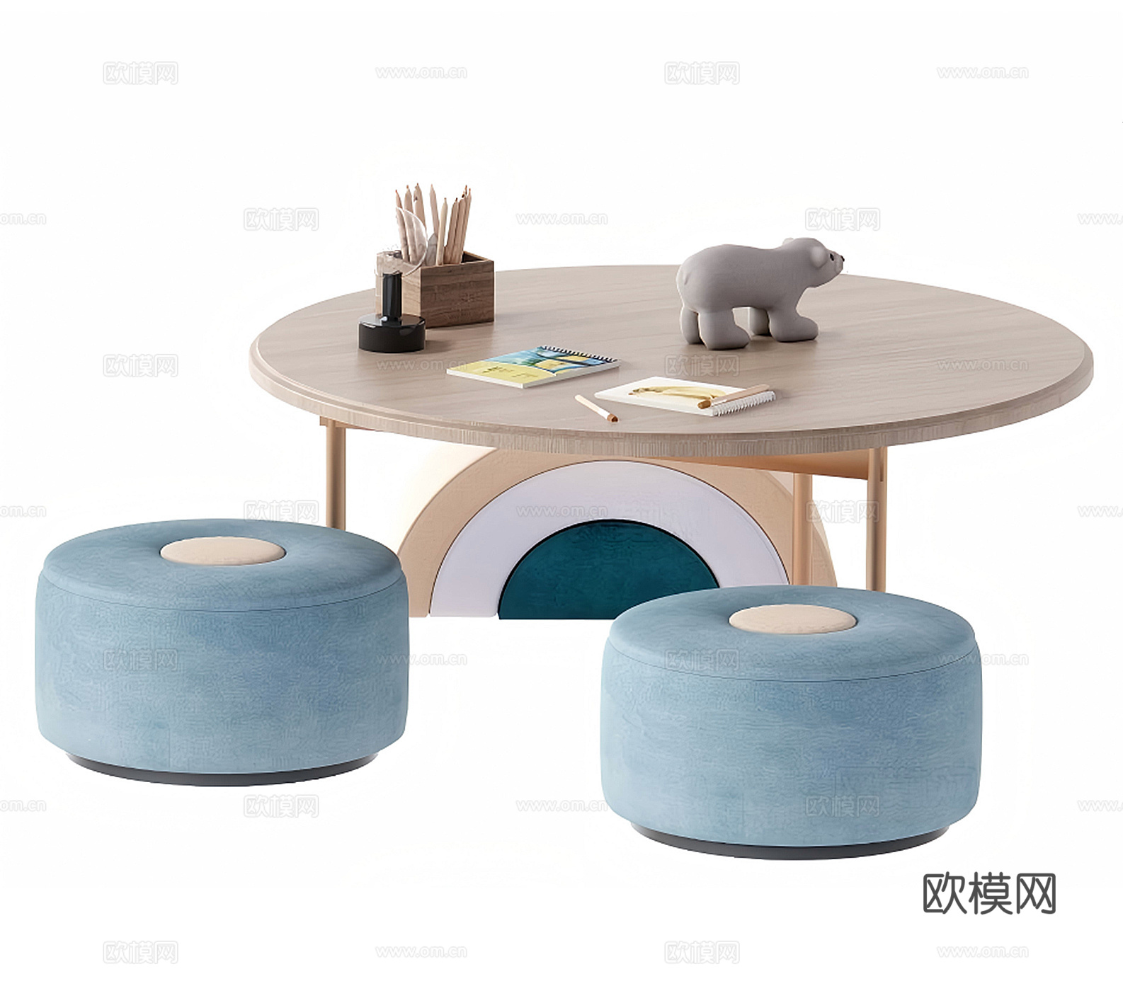 现代儿童桌椅 玩具桌su模型