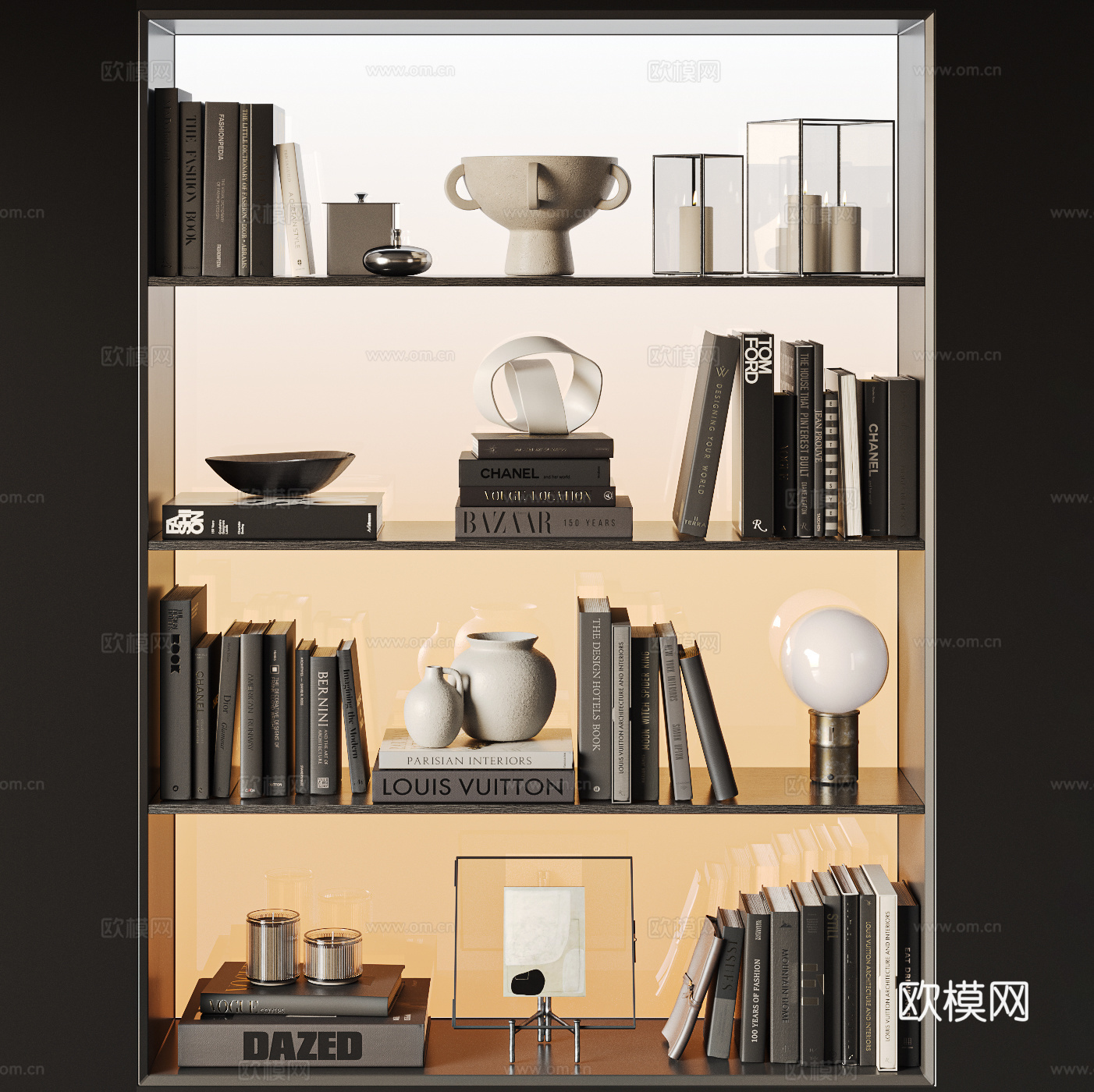 现代饰品摆件组合 陈设摆件组合 软装美陈 书籍 蜡烛 陶瓷su模型