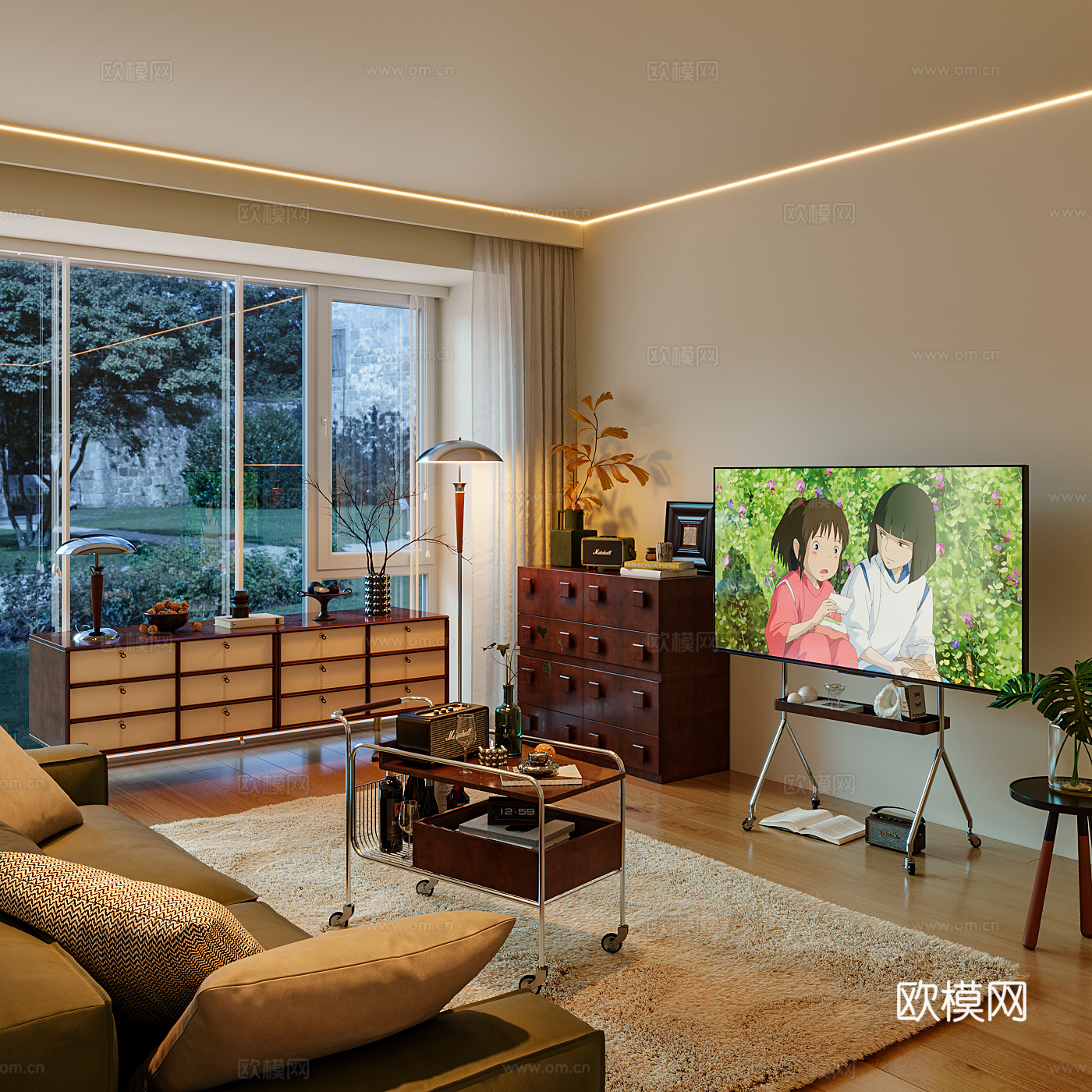 中古风客厅su模型