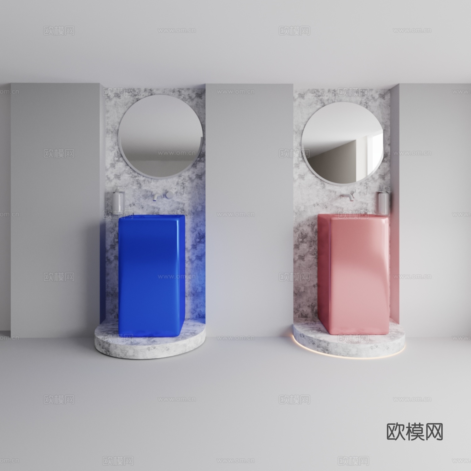 彩色柱盆3d模型