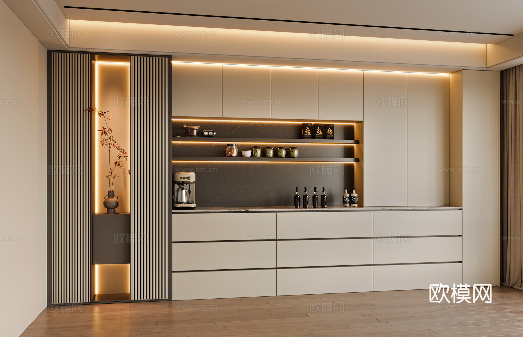 现代餐边柜3d模型下载