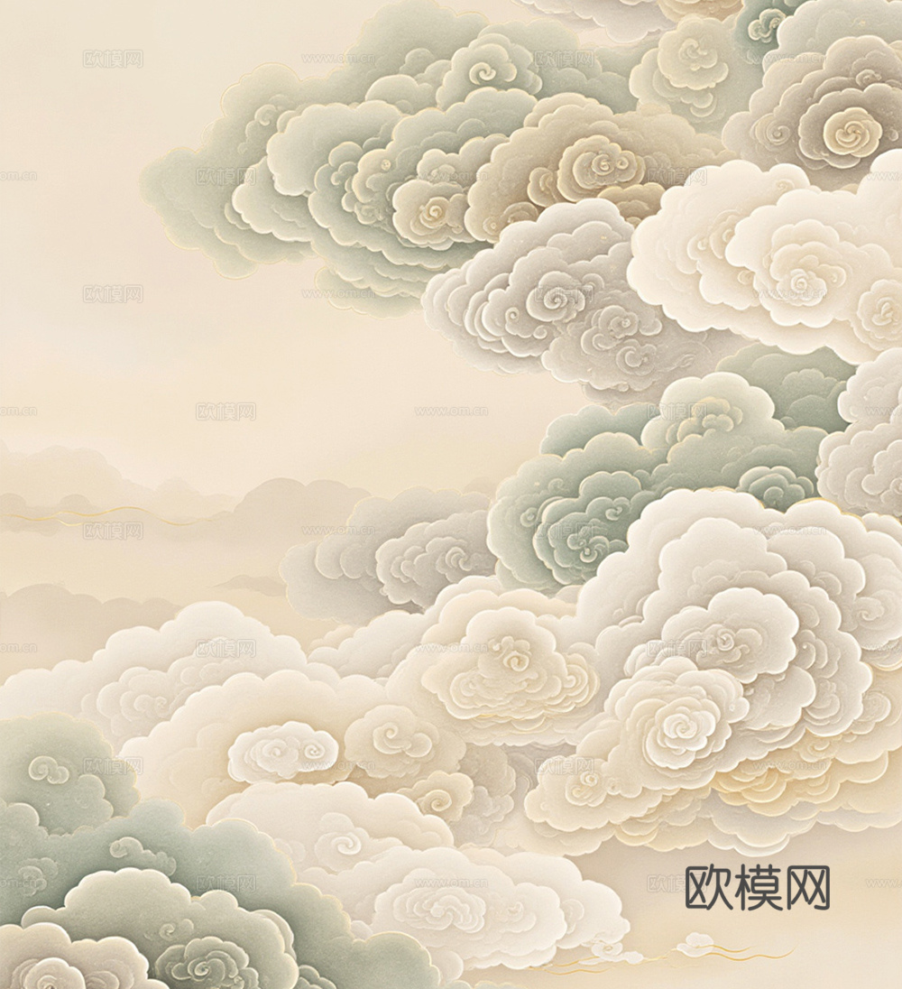 中式古典韵味祥云纹壁纸