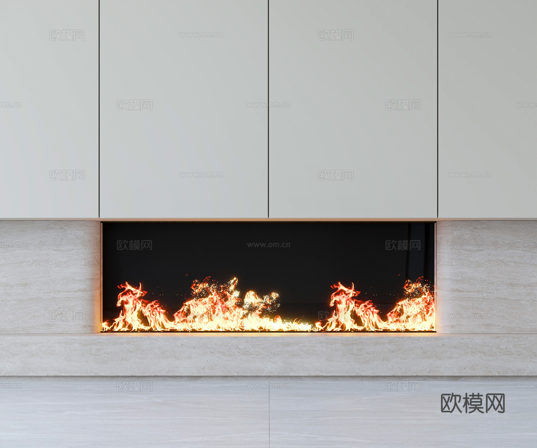 现代3d雾化壁炉3d模型下载