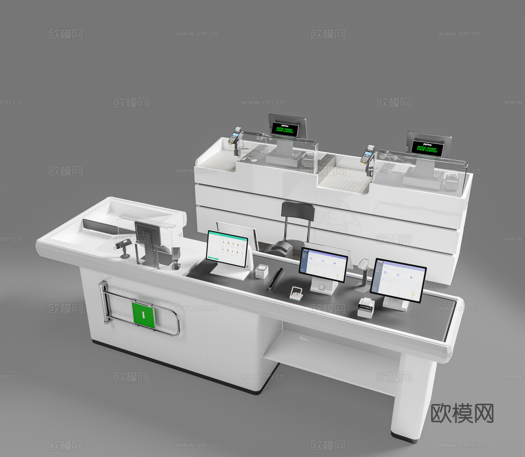 收银台 商场收款机 收银机 扫码器 商店收银台 收银用品3d模型