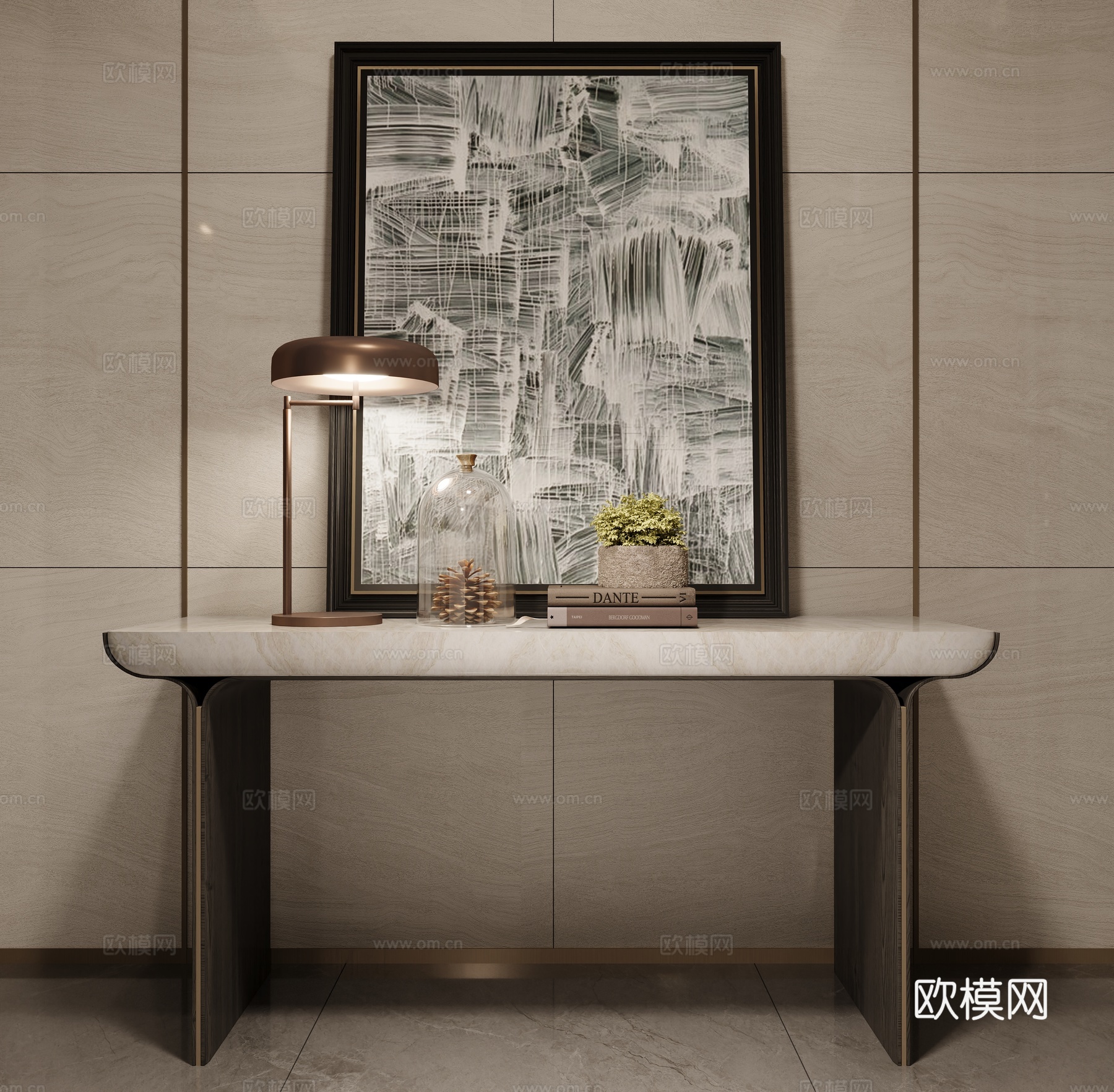 现代轻奢大理石条案玄关柜3d模型