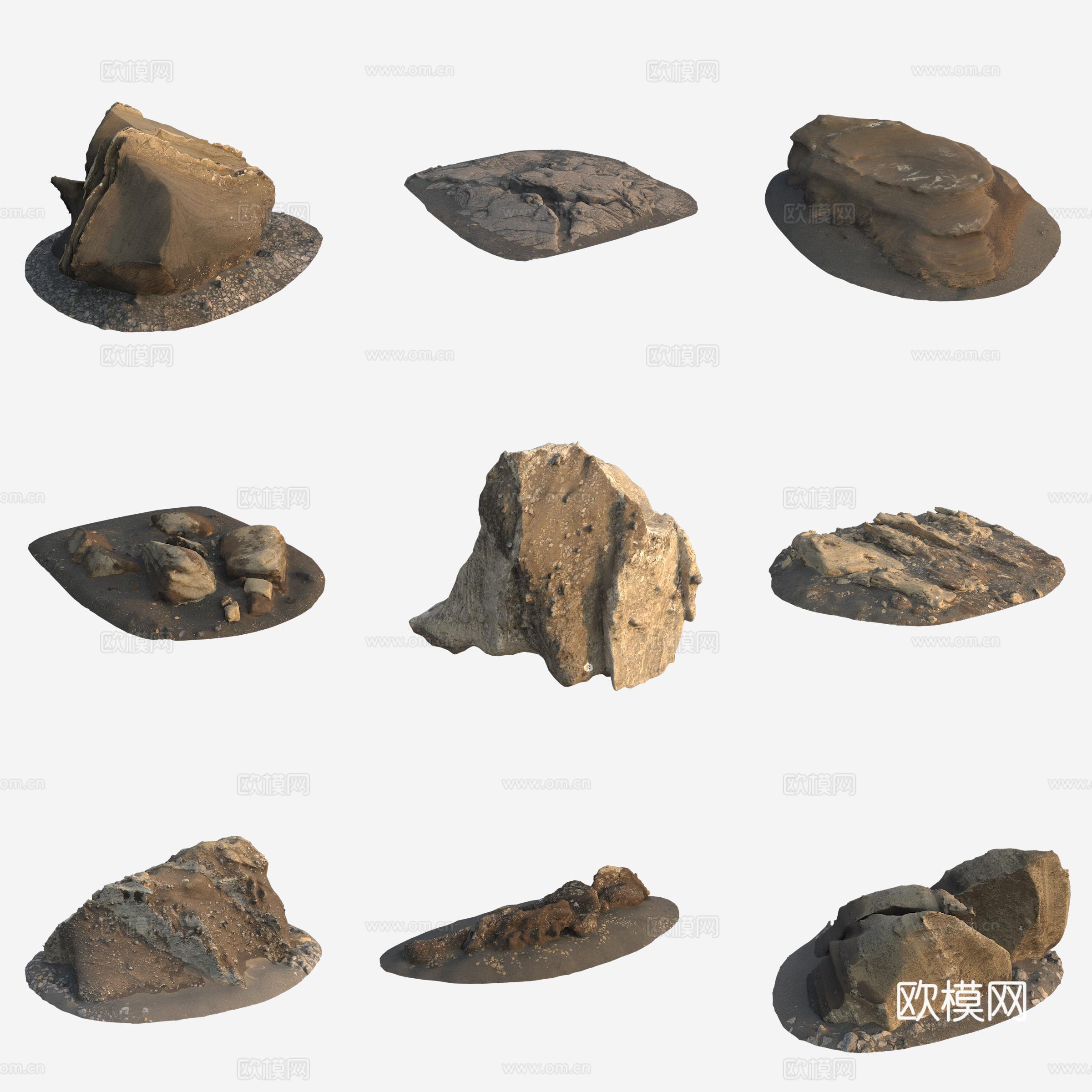 岩石火山石大石头巨石3d模型