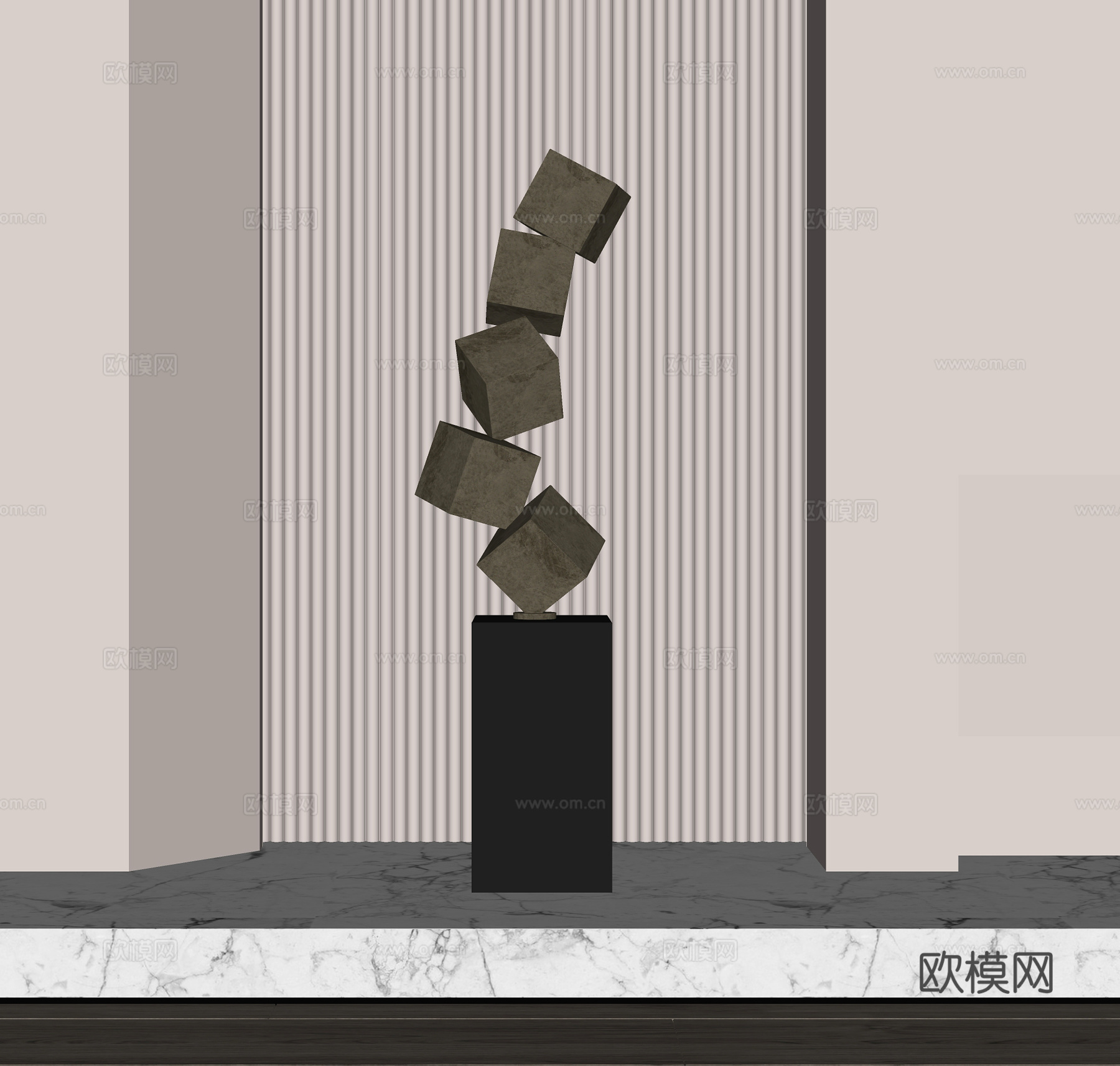 现代几何金属雕塑su模型