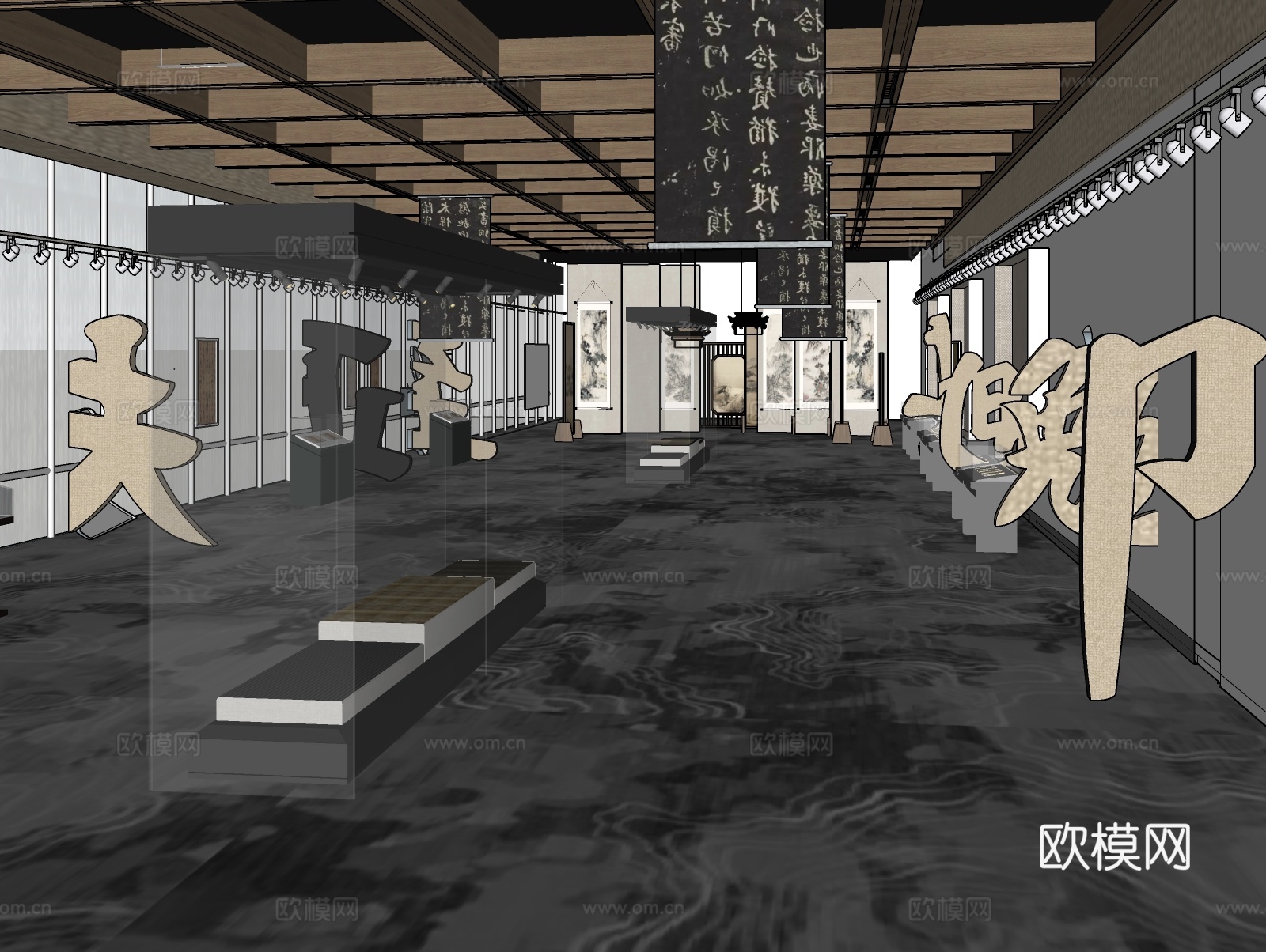 工装空间展馆 文教展厅su模型