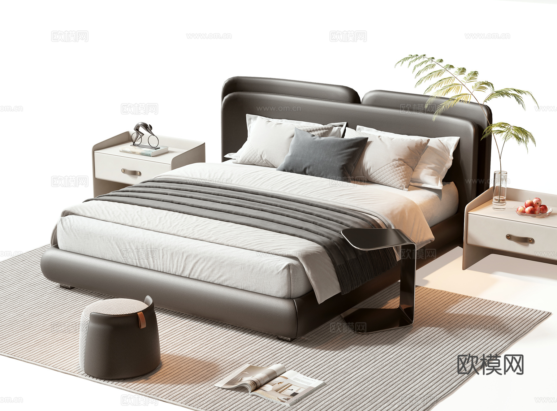 Minotti现代双人床3d模型