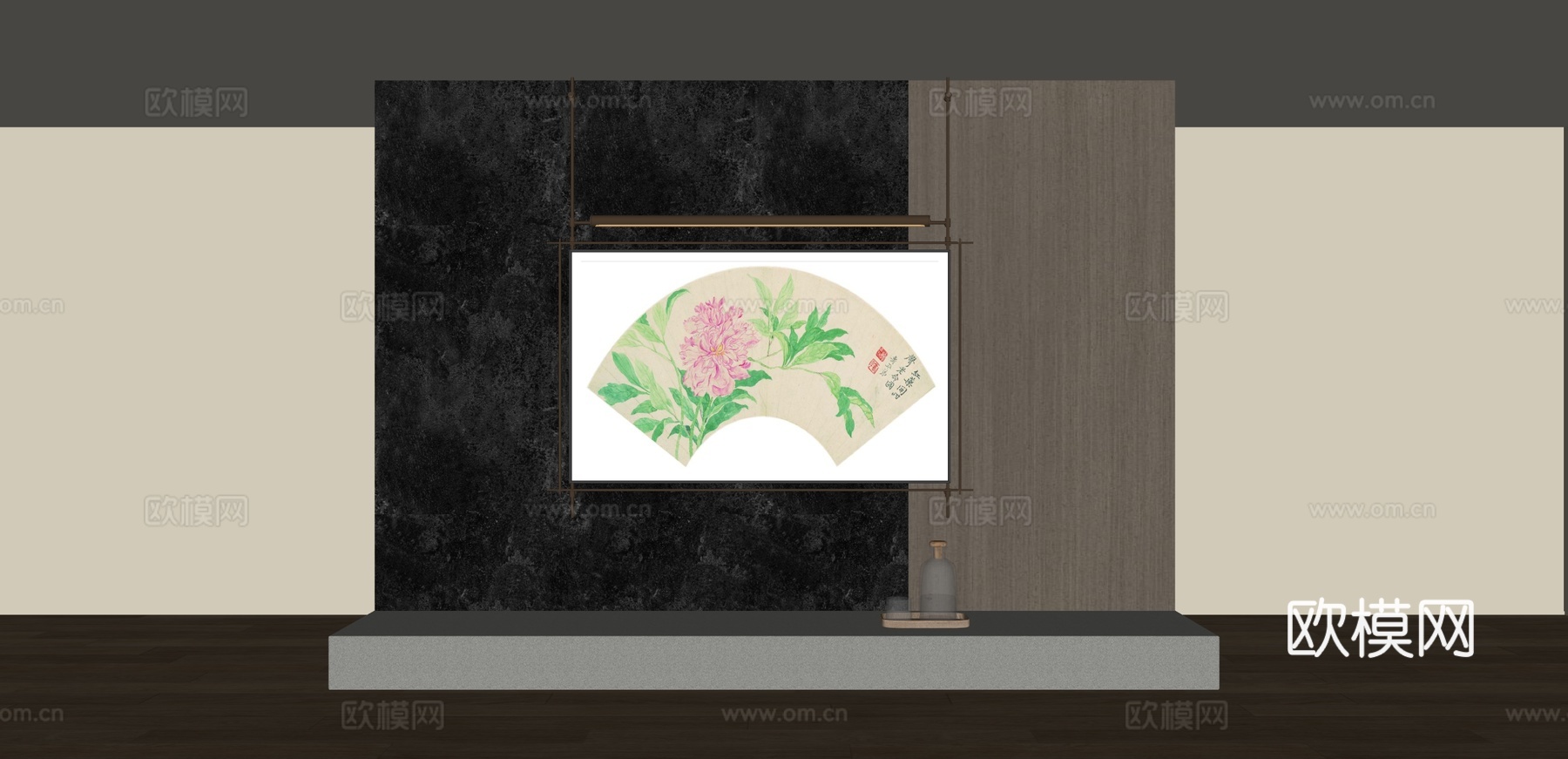 新中式装饰画su模型
