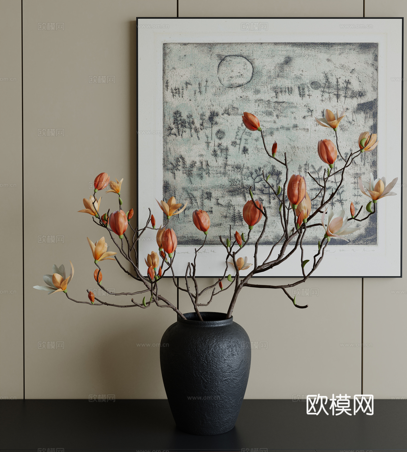 花瓶花艺摆件 装饰挂画3d模型