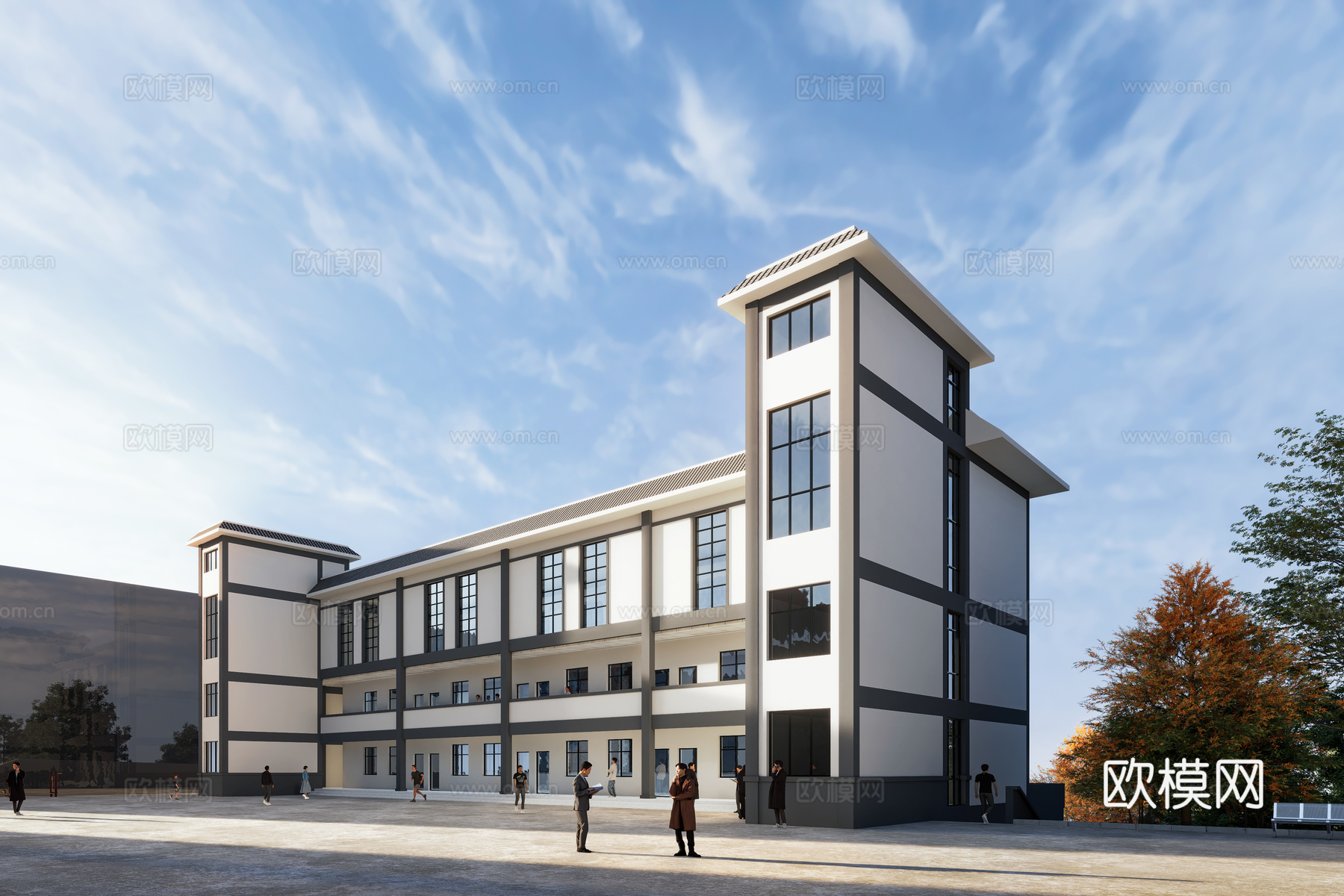 教学楼学校 小学 乡村小学 乡镇小学 小学改造su模型
