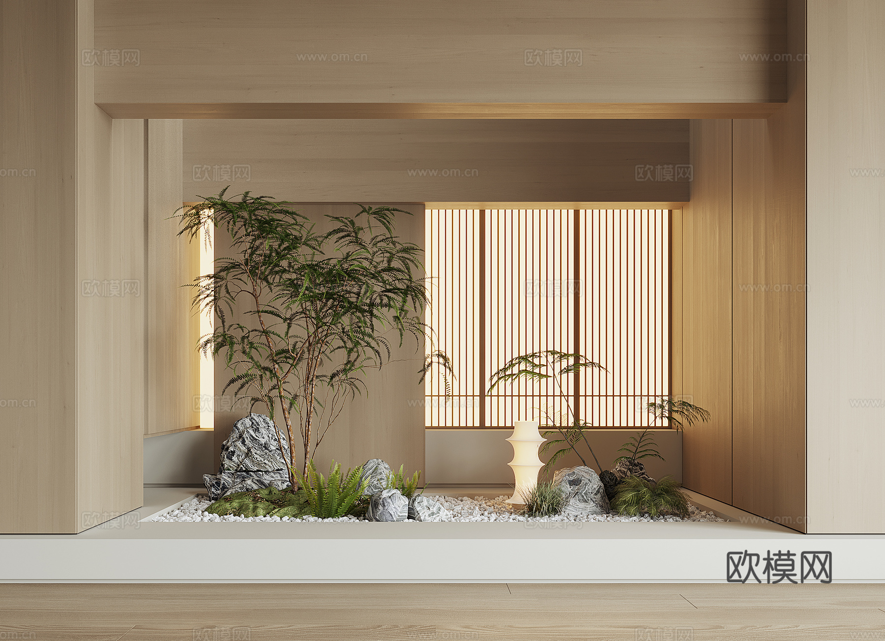 现代室内植物景观su模型下载（渲染图1）