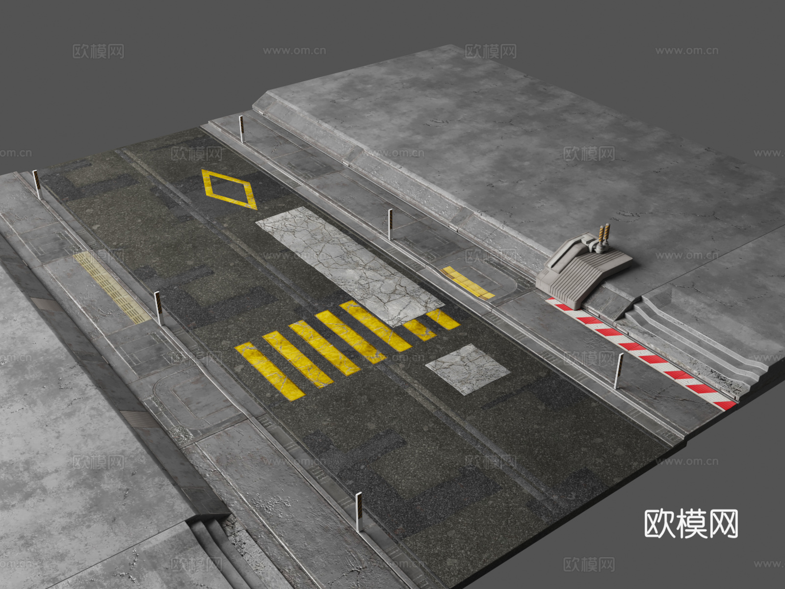 街道公路路口 赛博朋克 未来科幻主题 公路路口3d模型