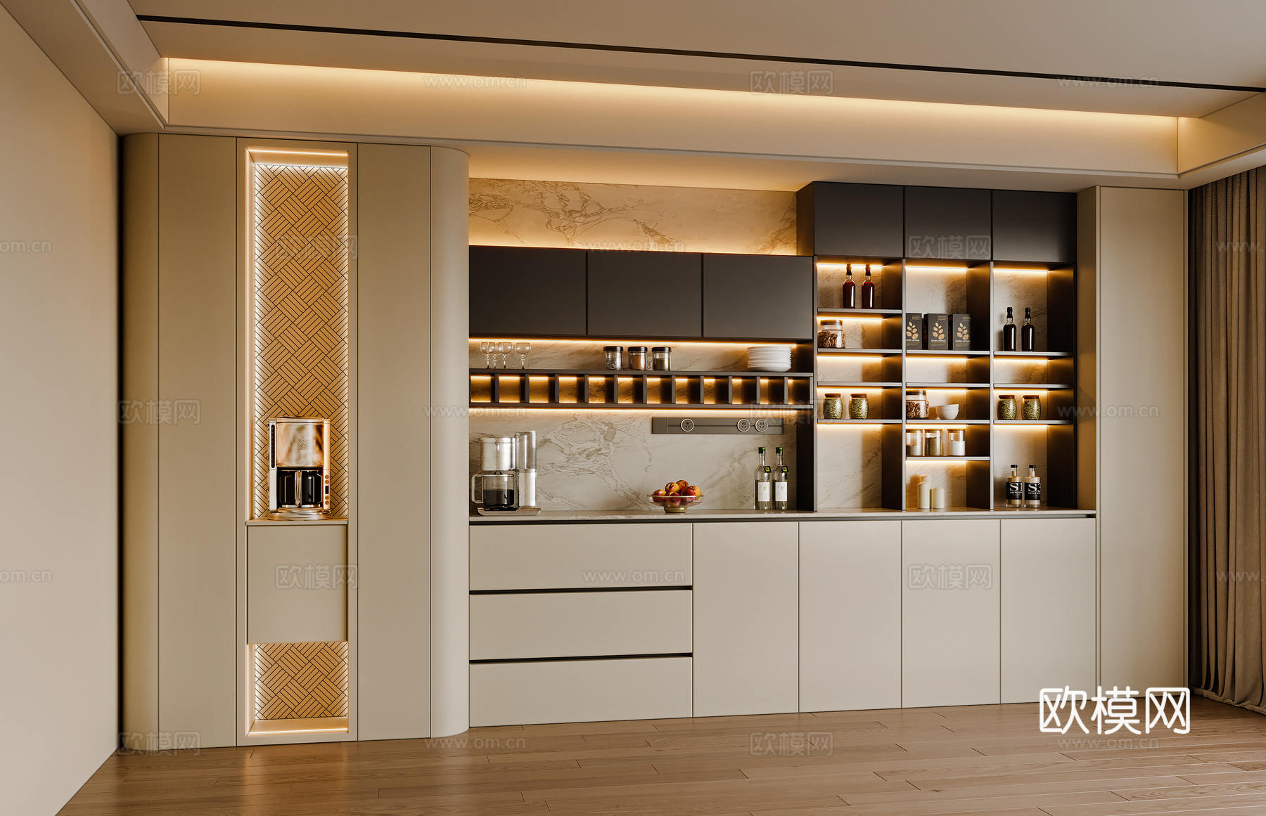 现代餐边柜3d模型下载