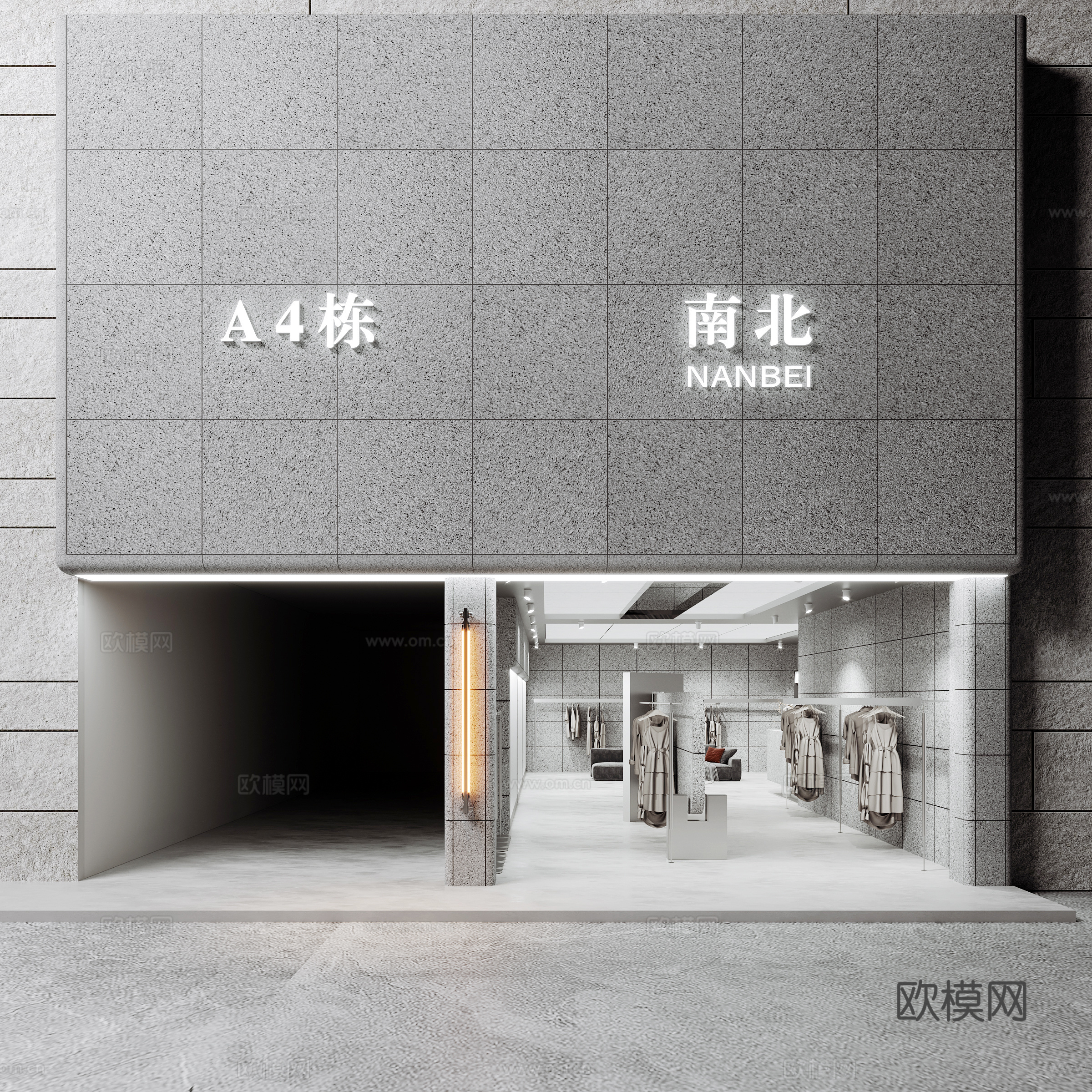 现代极简女装服装店 服装展厅直播间 服装门头门面 衣服 服装su模型