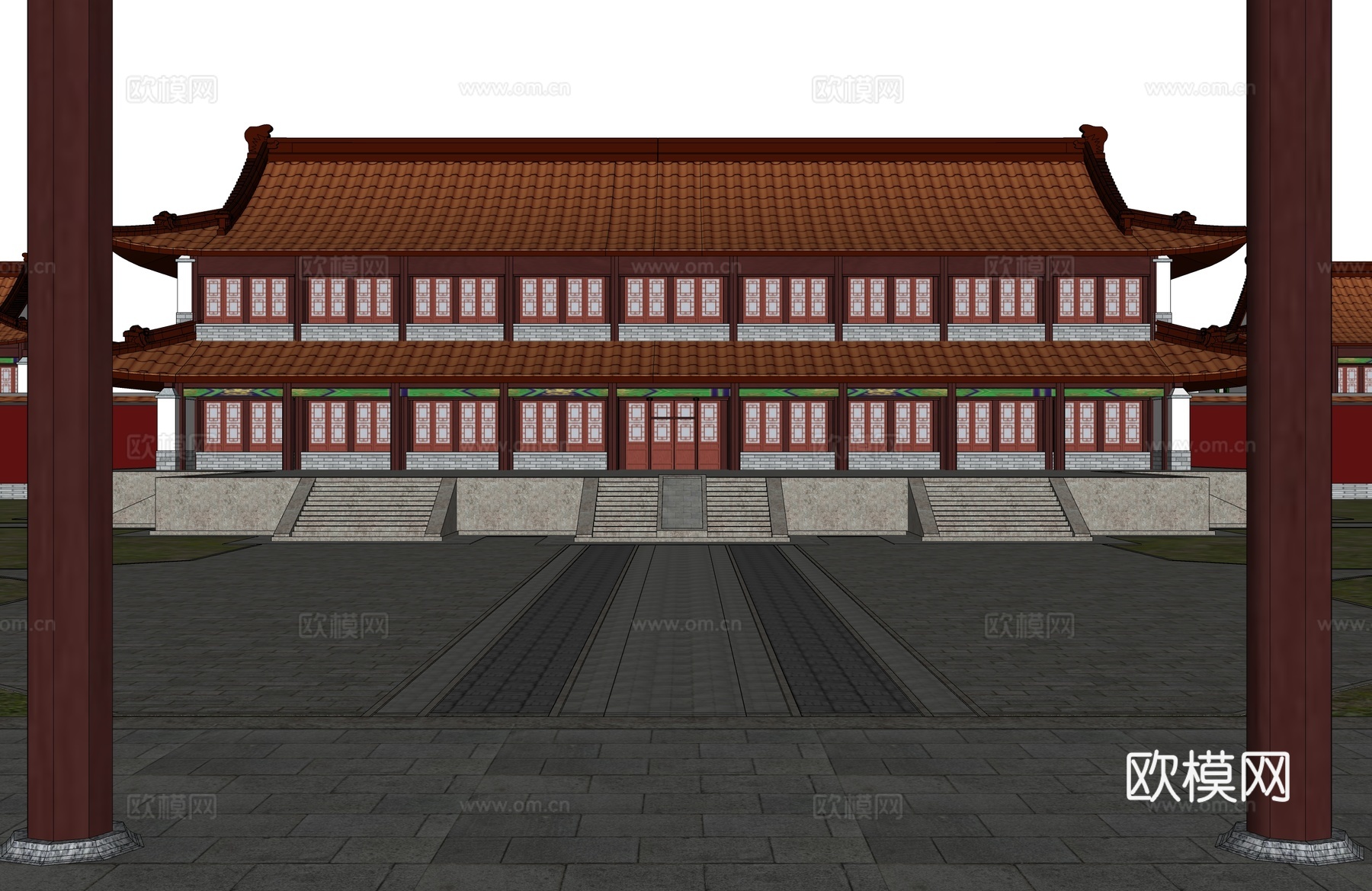 中式古建 鸿慈永祜  彩绘古建 北方古建筑 大殿古建筑 中式su模型