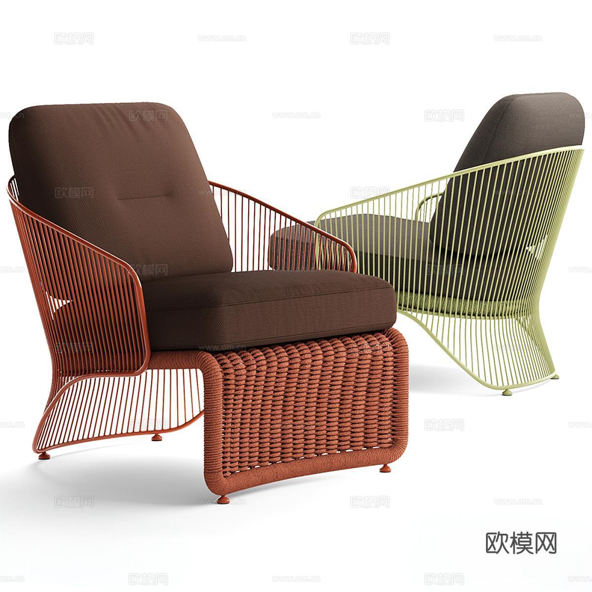 Minotti 现代意式休闲椅 布艺休闲椅 户外椅 户外休闲3d模型