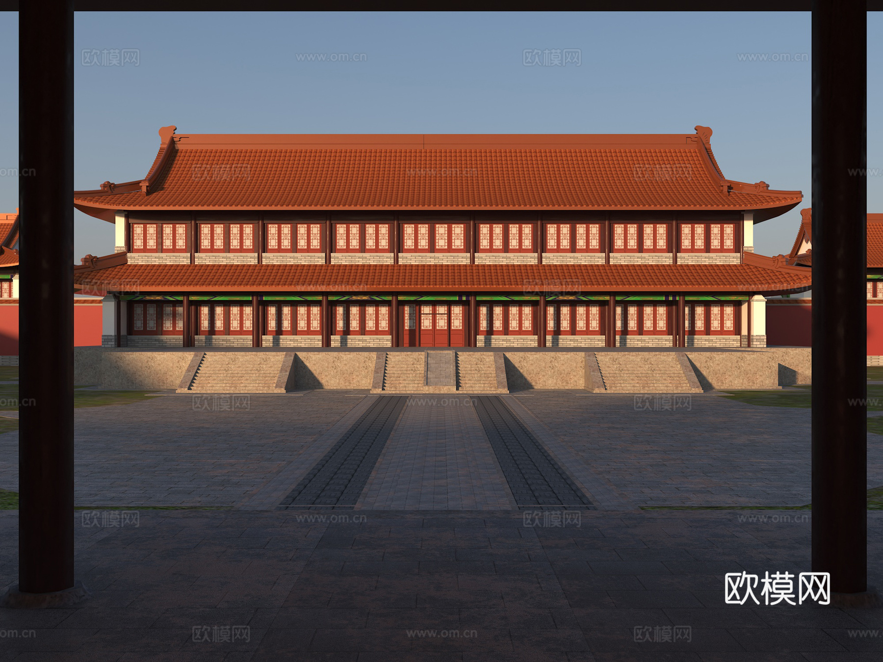 中式古建 鸿慈永祜  彩绘古建 北方古建筑 大殿古建筑 中式su模型