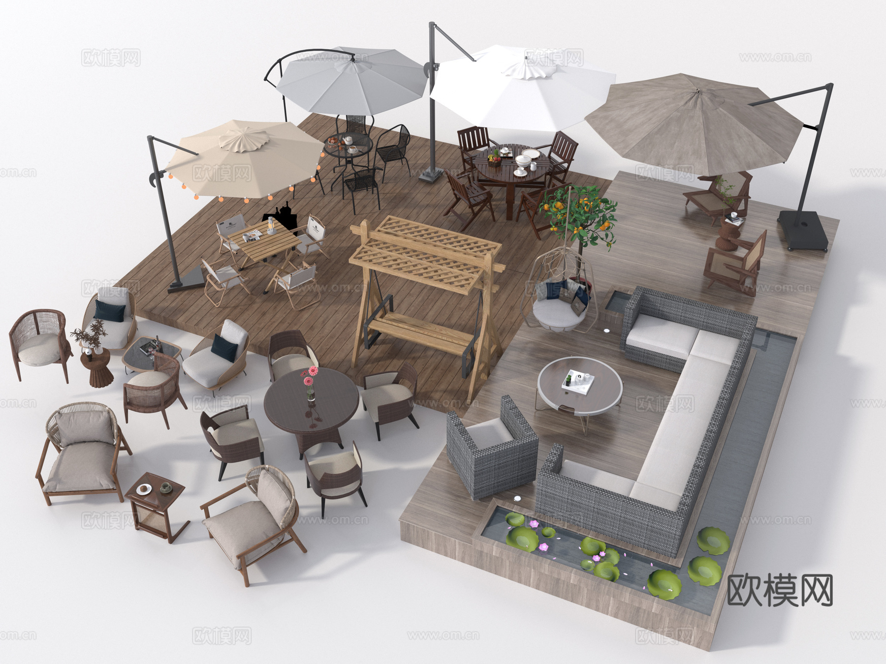 户外桌椅3d模型下载