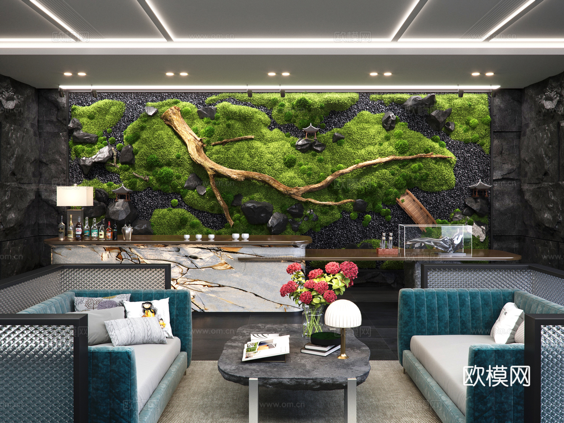 现代酒店大厅吧台3d模型