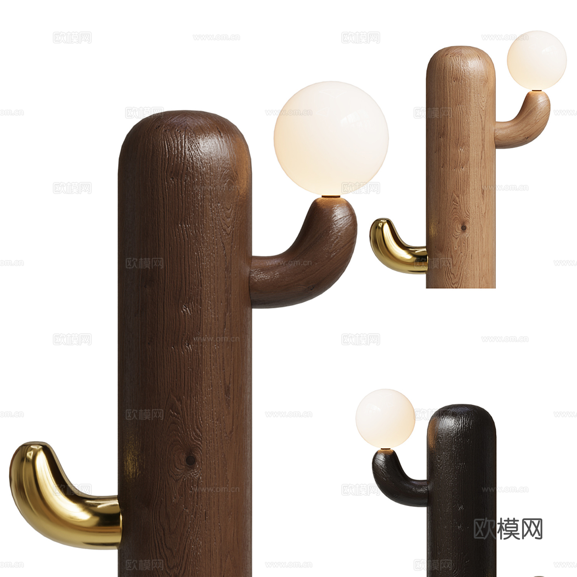 现代木质衣帽架 挂衣杆su模型