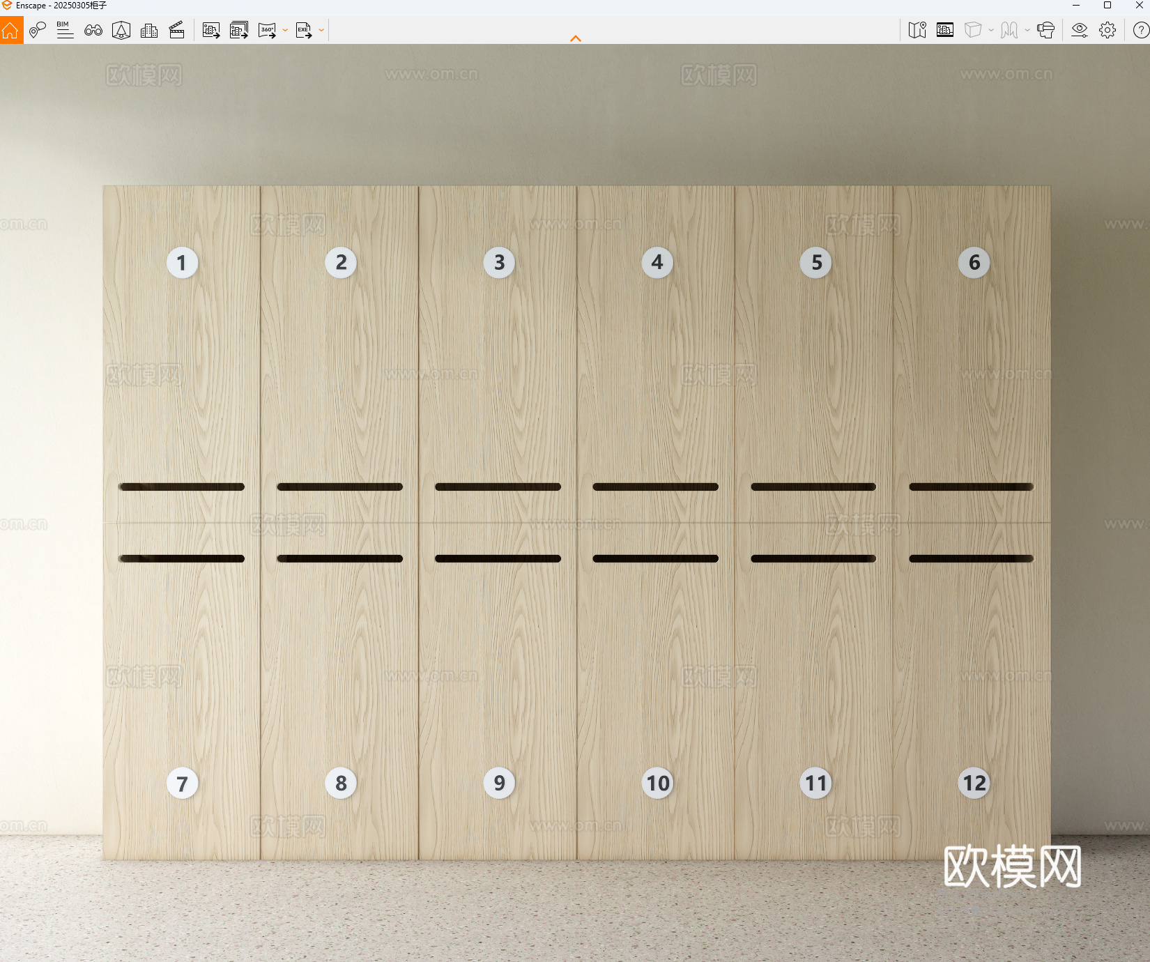 现代储物柜 桦木板储物柜su模型