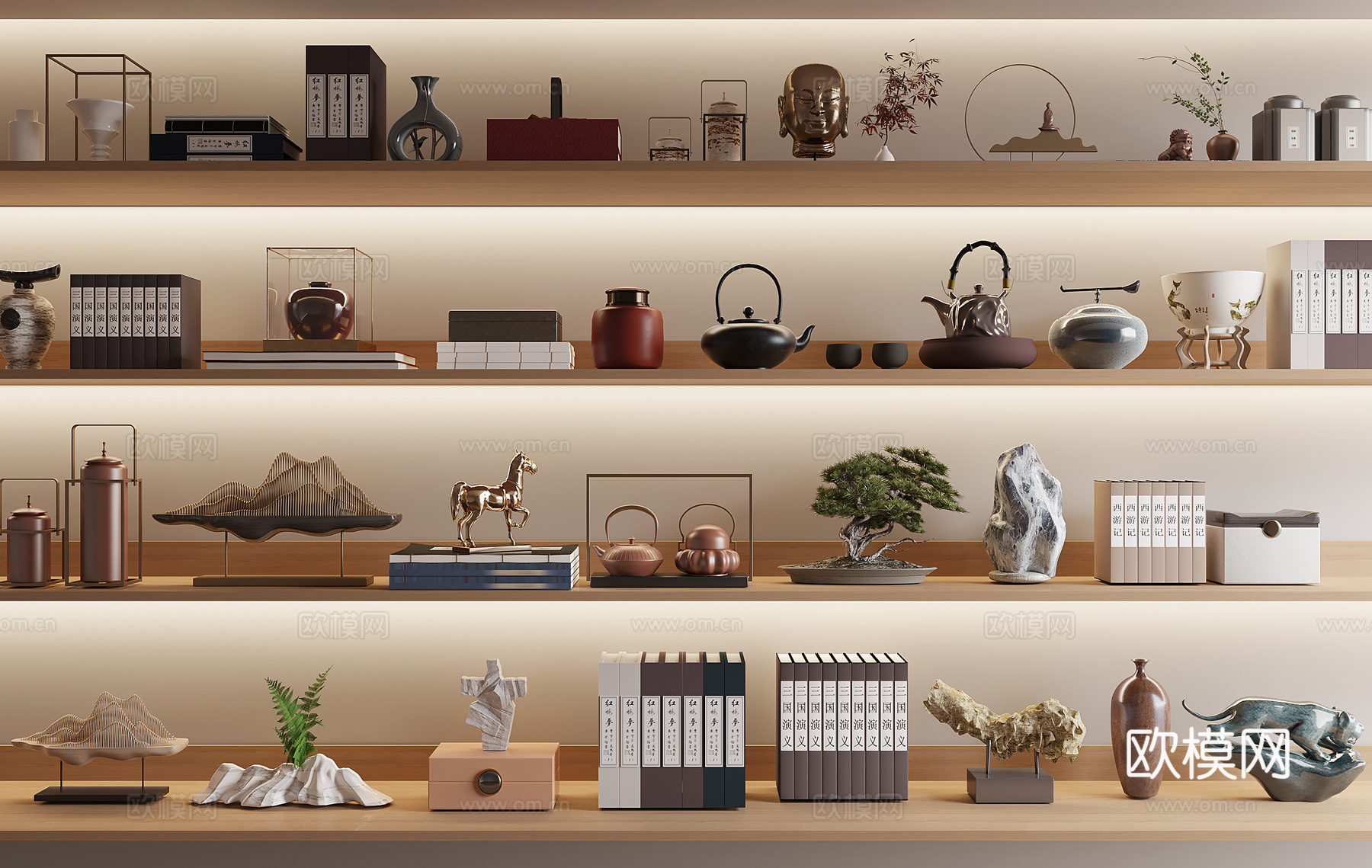 新中式装饰摆件组合3d模型