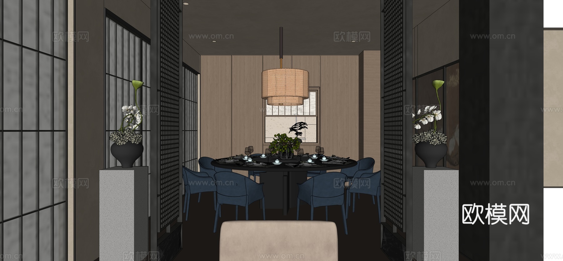 新中式包厢 餐厅包厢 会所包厢 酒店包厢 KTV包厢 麻su模型