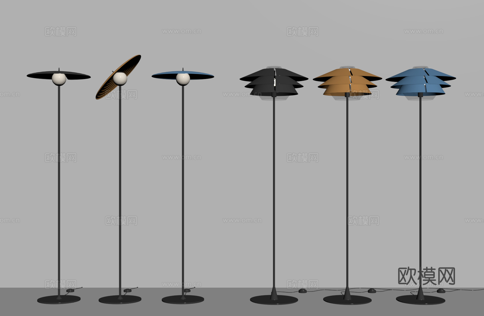 现代落地灯su模型下载（渲染图2）