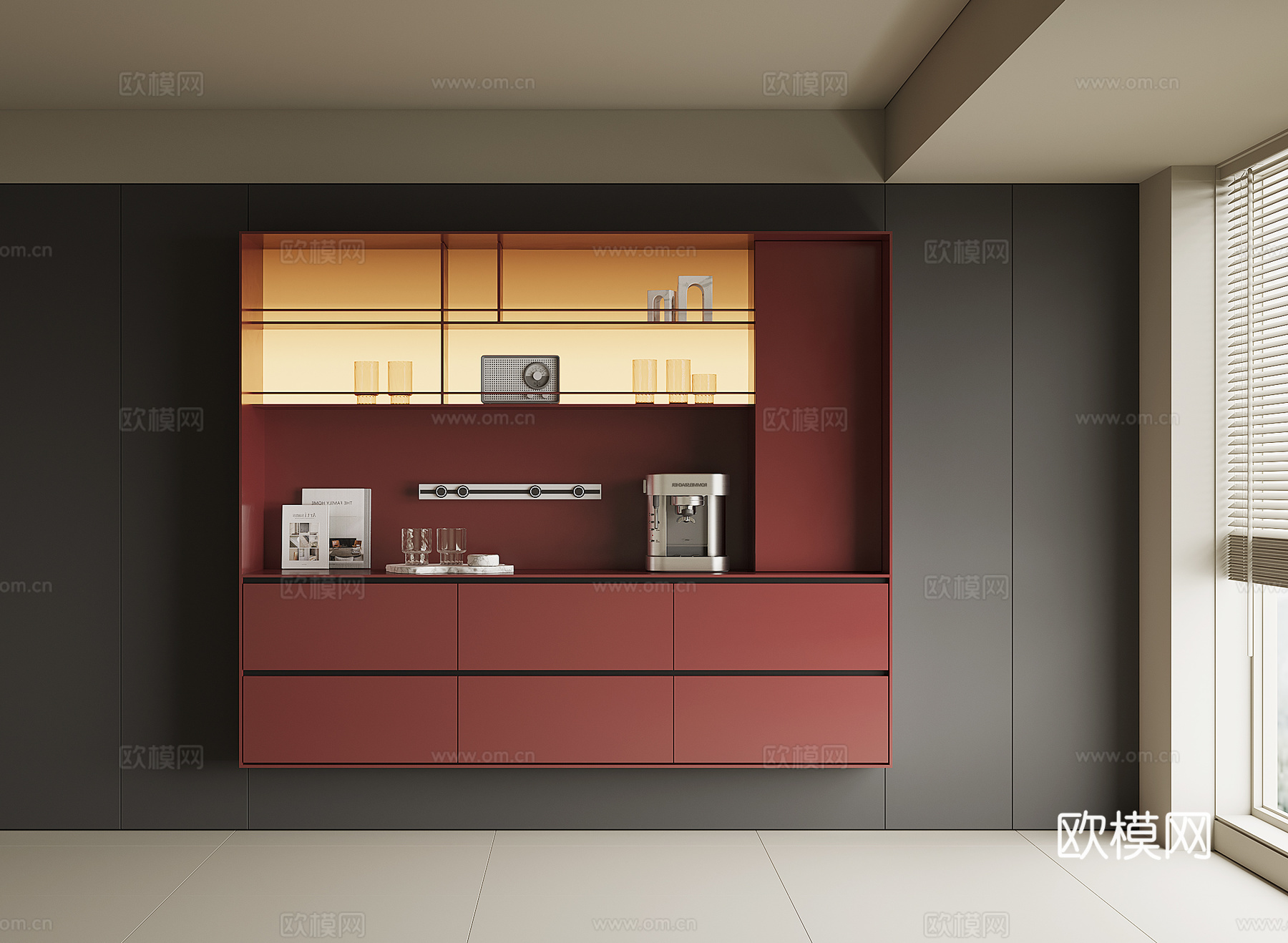 现代餐边柜3d模型下载