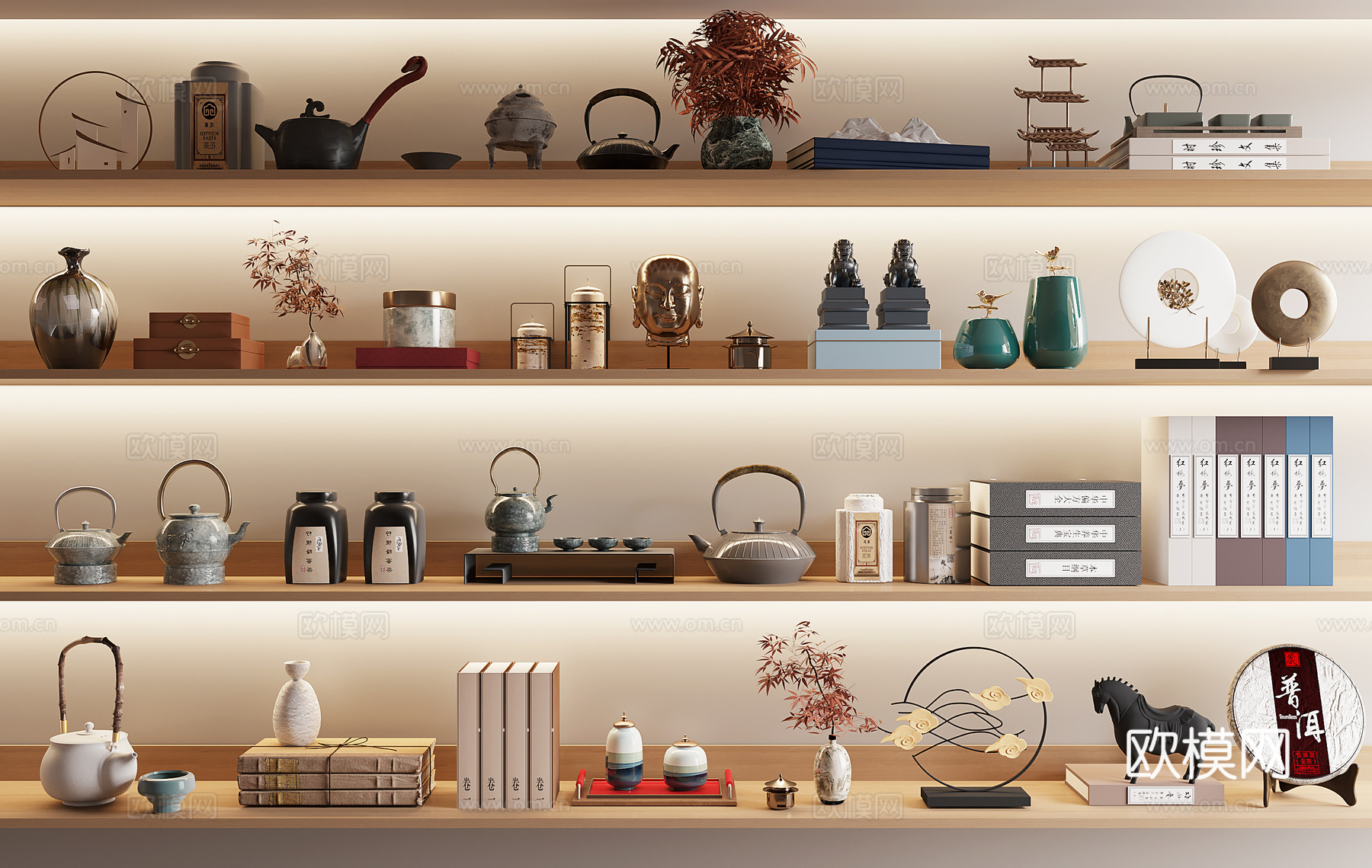 新中式装饰摆件组合3d模型