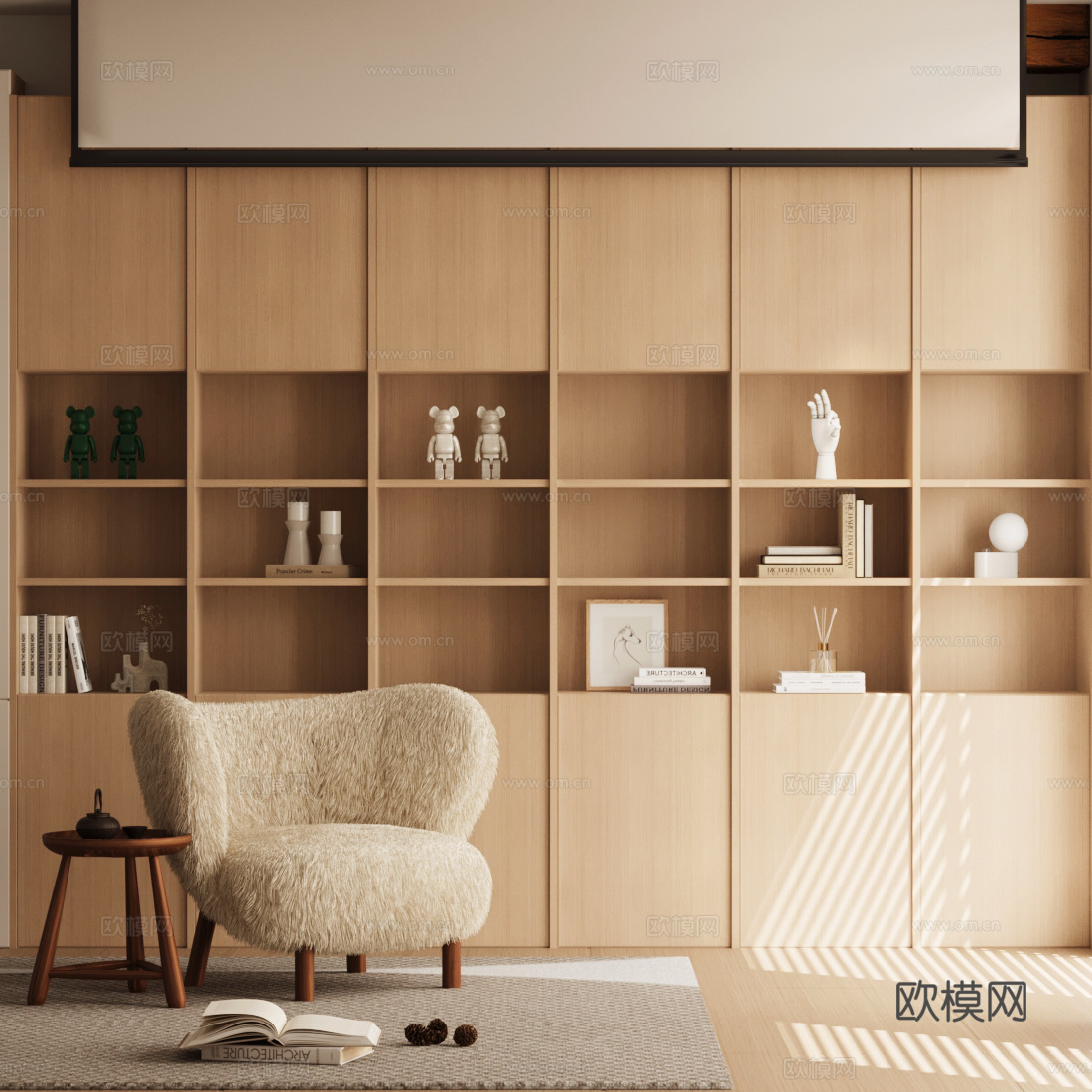 中古风书房 客厅书房 中古风单人沙发 中古风休闲椅 沙发椅su模型