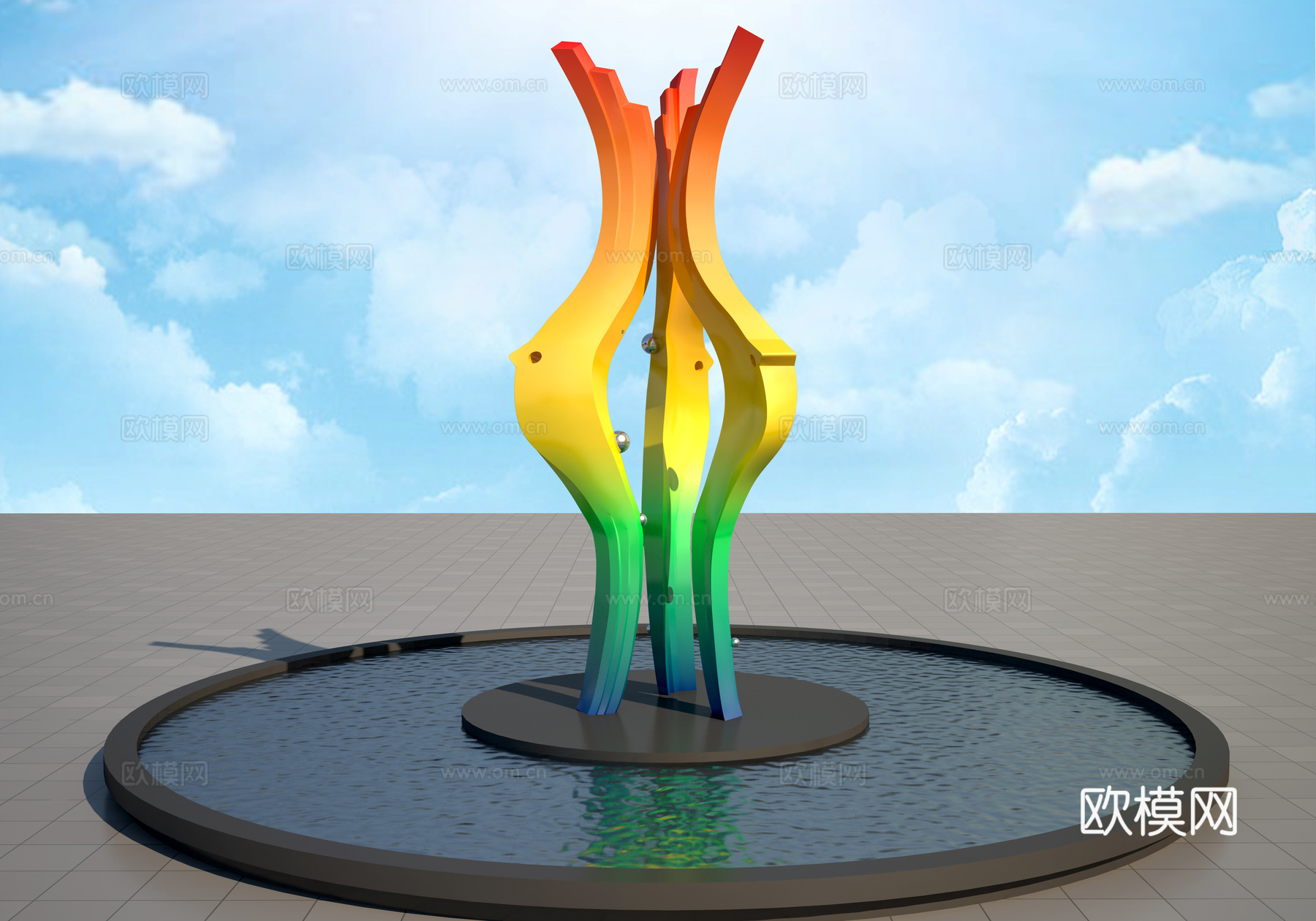 鱼摆摆雕塑3d模型
