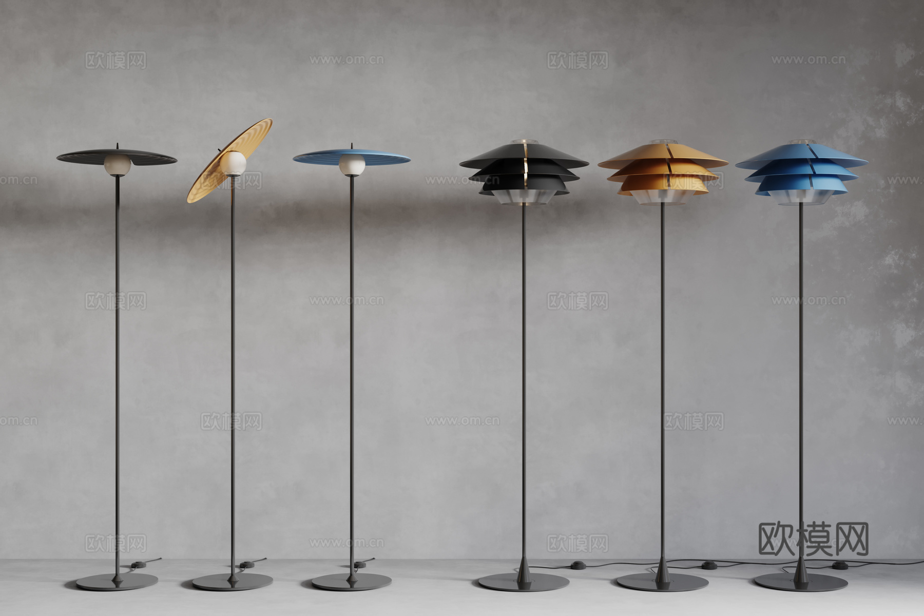 现代落地灯su模型下载（渲染图1）