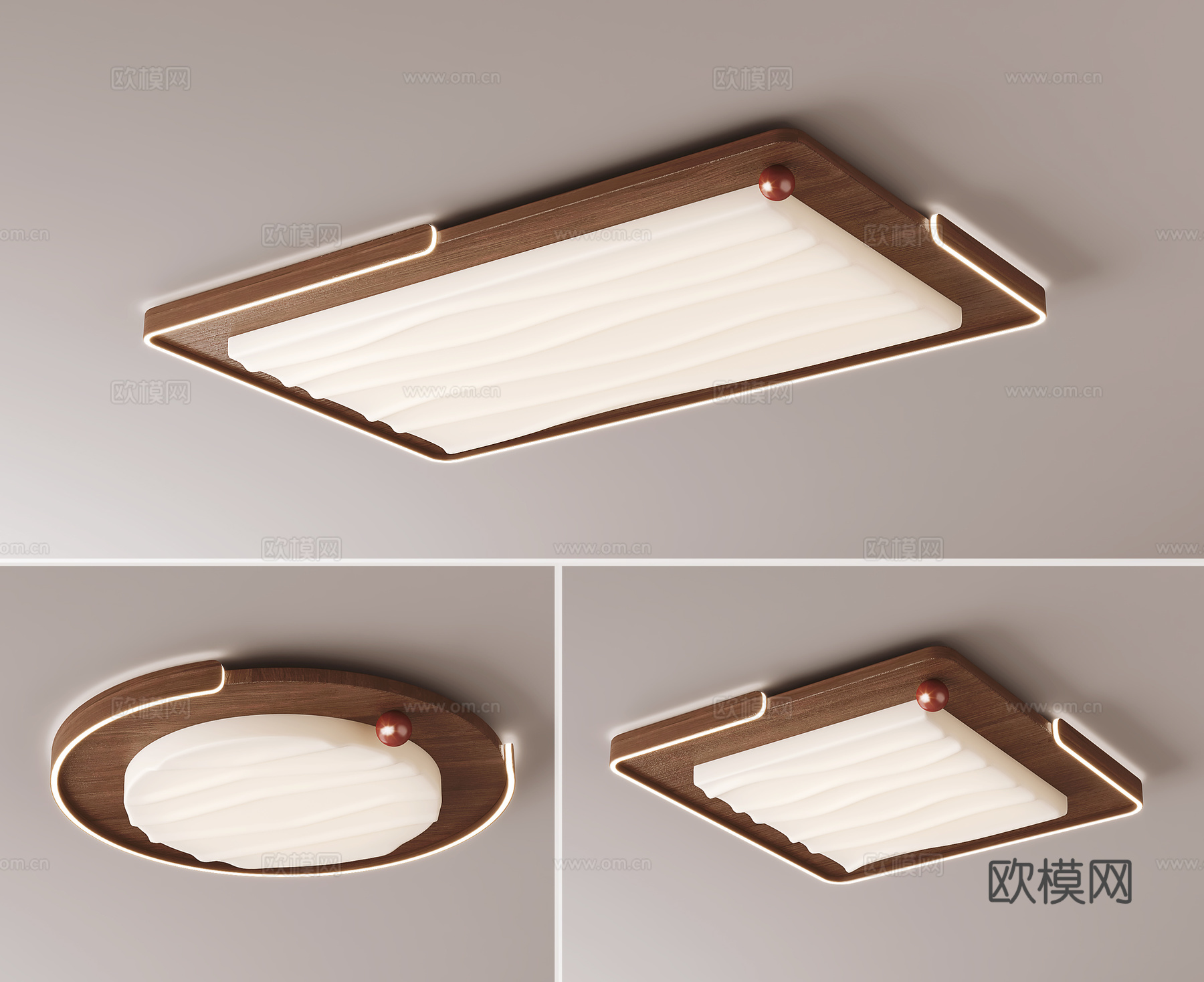 中古风吸顶灯3d模型