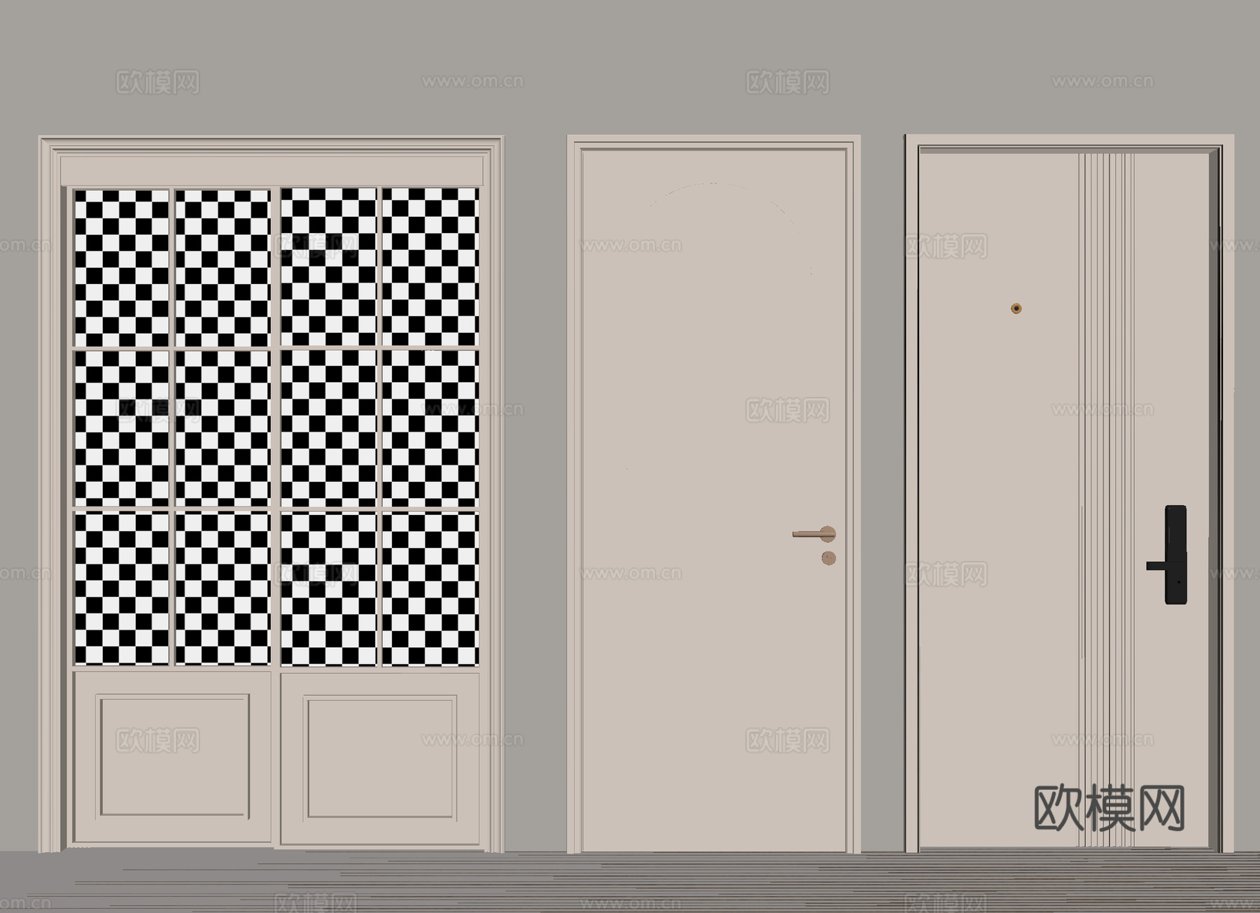单开门 双开门 厨卫门 阳台门 卧室门su模型