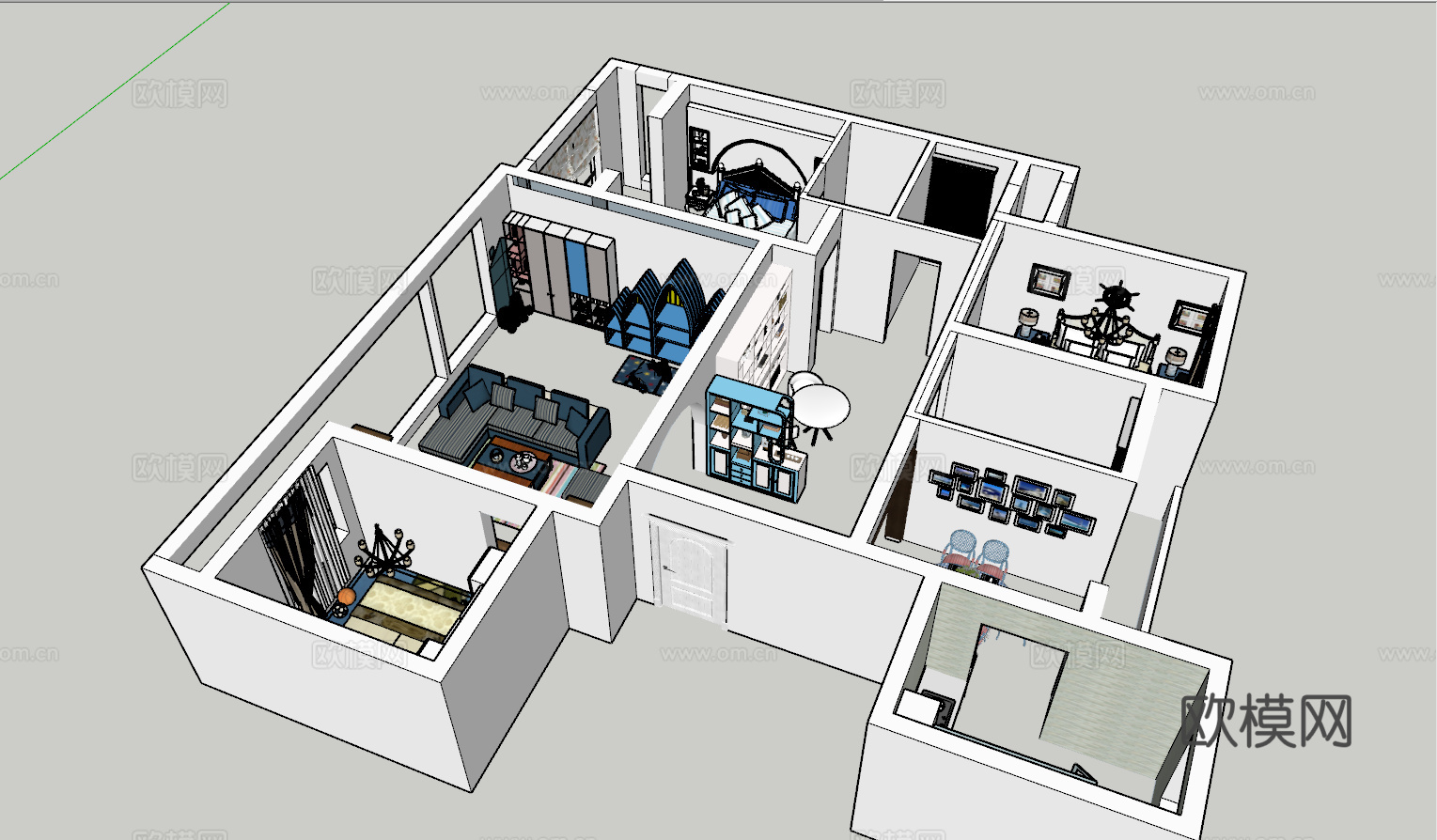 地中海室内设计su模型下载（渲染图1）