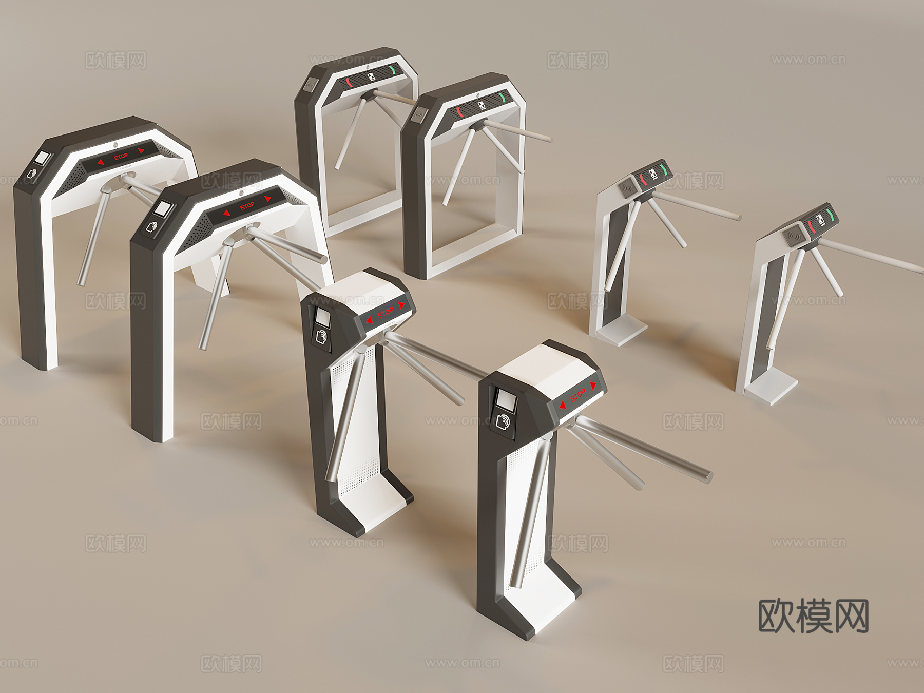 自动感应门禁闸机 闸门安检仪安检门 公用器材3d模型