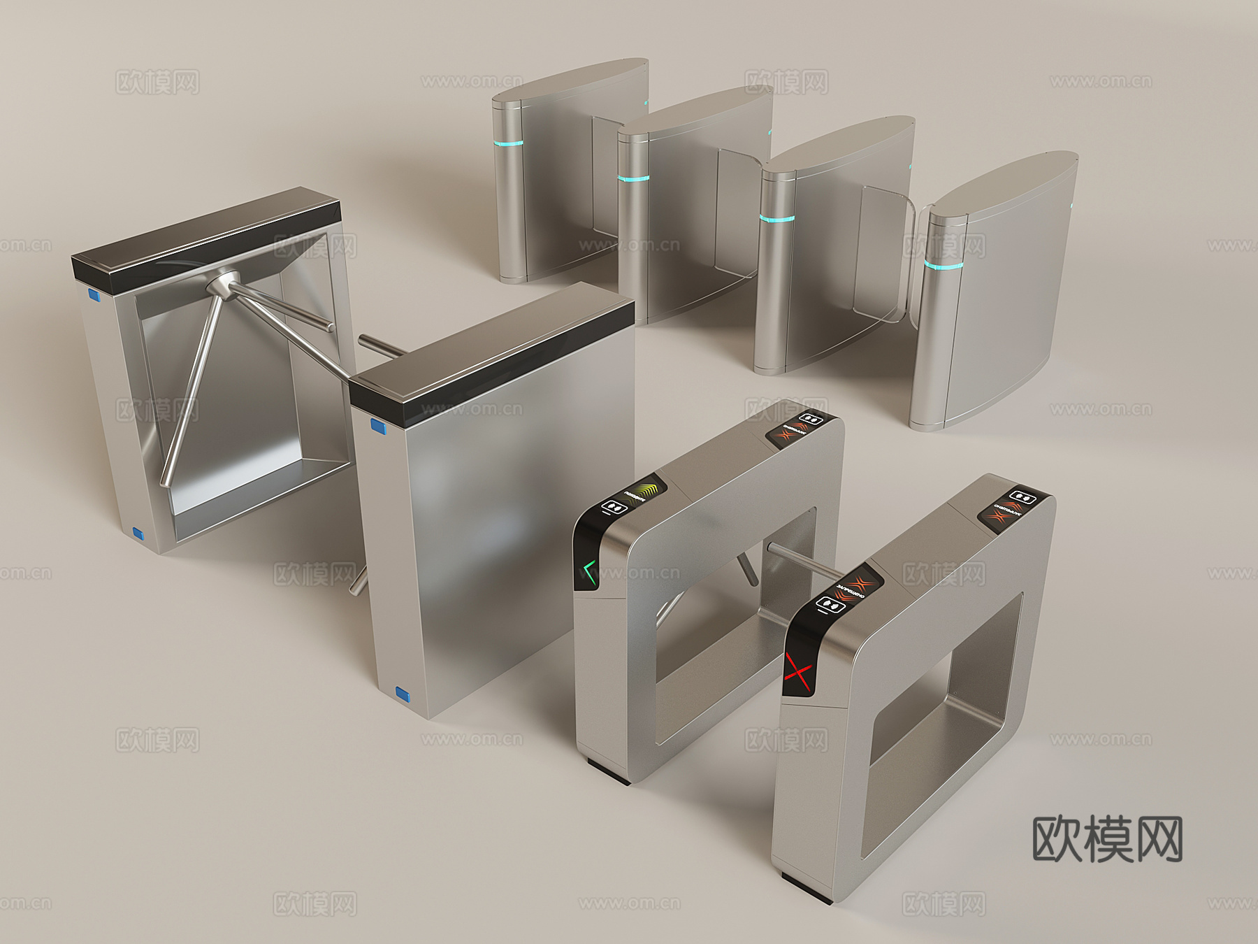 自动感应门禁闸机 闸门安检仪安检门 公用器材3d模型