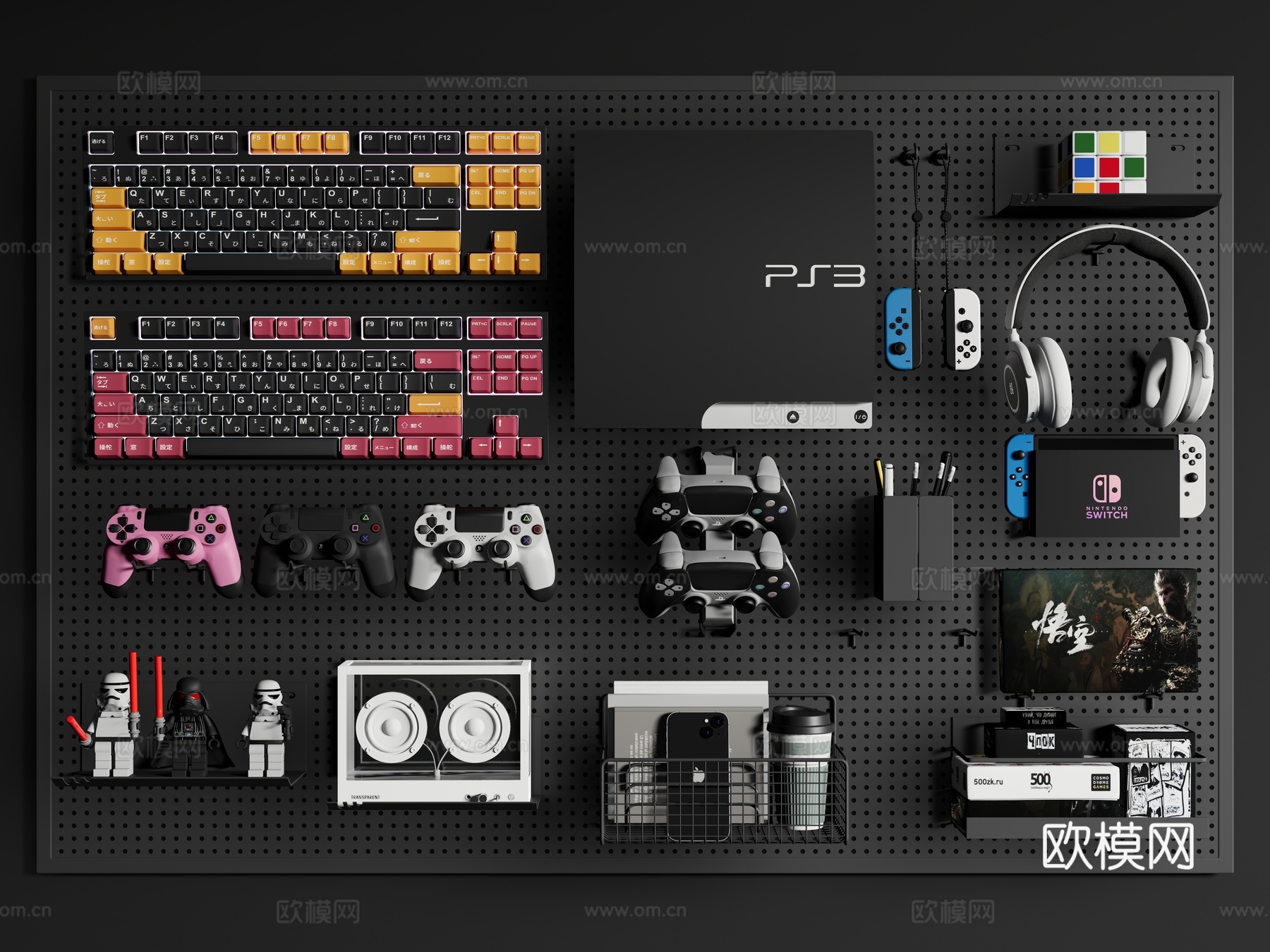 数码器材 游戏设备 电脑键盘 耳机 洞洞板3d模型