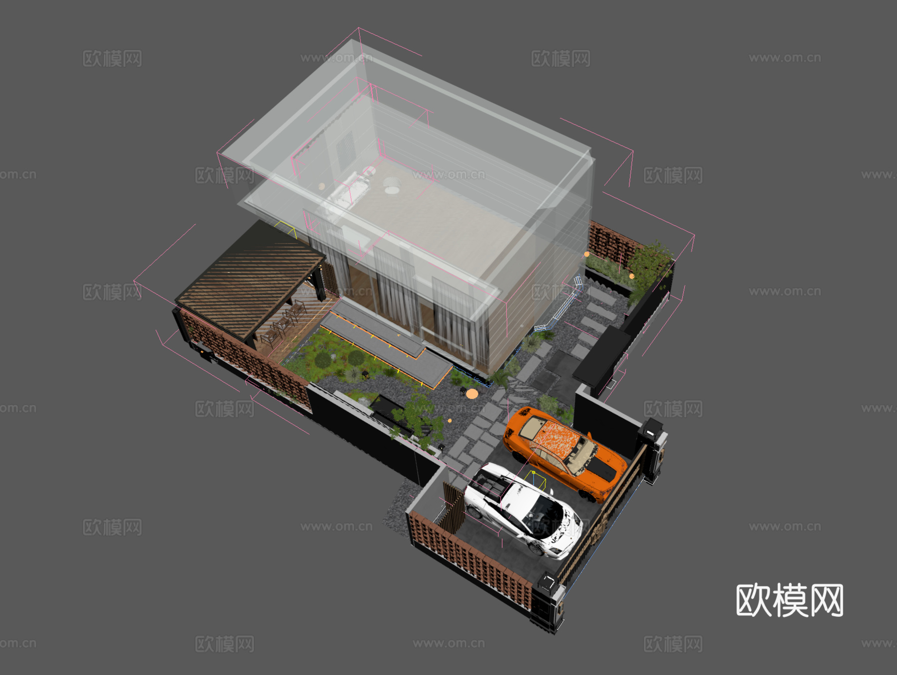 别墅庭院3d模型