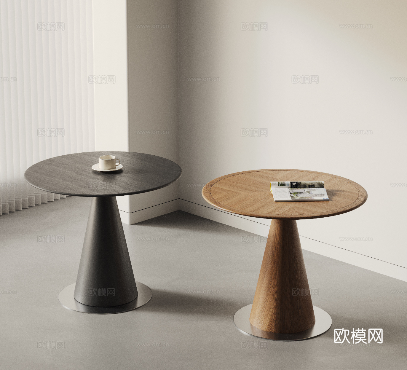 现代洽谈桌组合 休闲桌 咖啡桌 圆形餐桌 实木餐桌 中古洽谈su模型