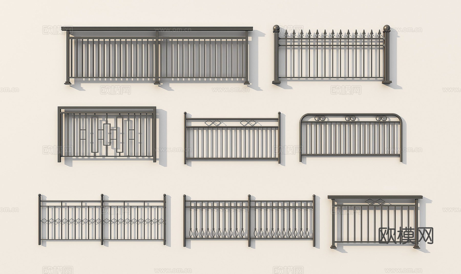 现代护栏3d模型