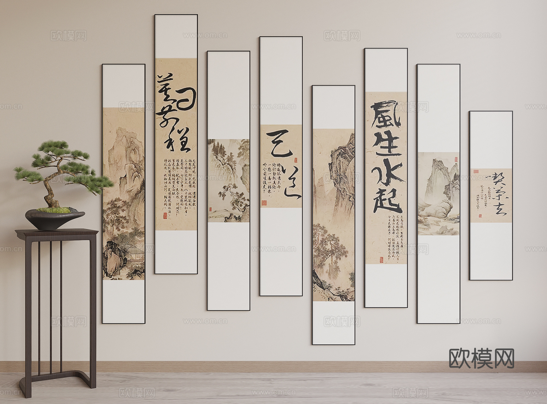 新中式挂画su模型