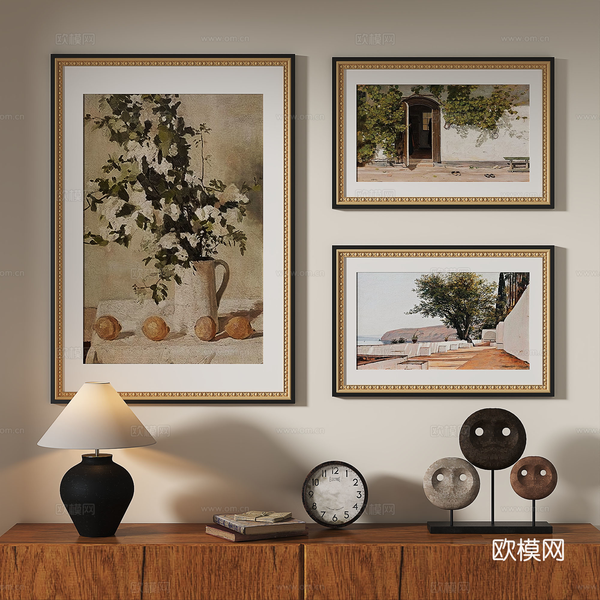 现代，法式，复古，中古，油画，抽象，装饰画3d模型