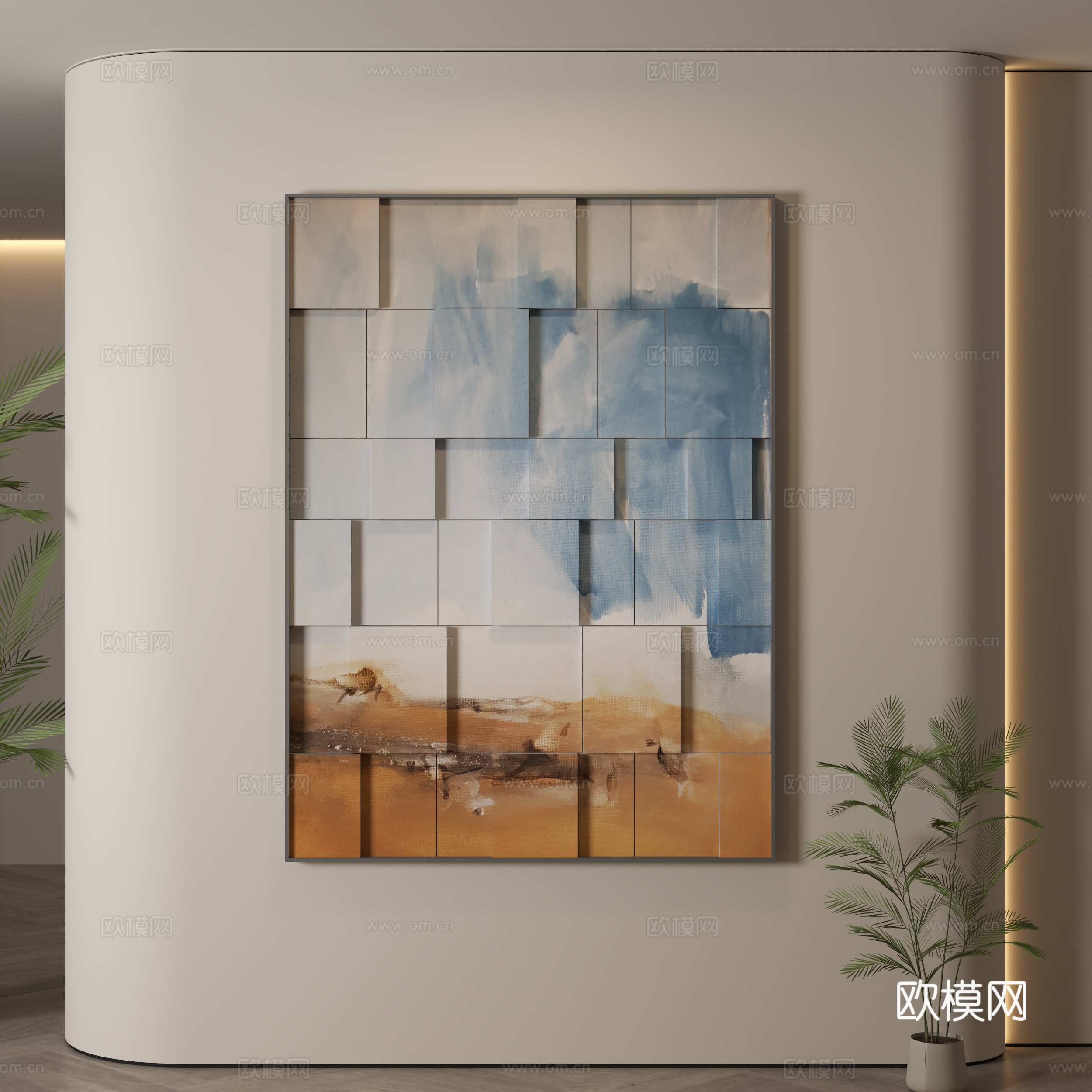 现代装饰画 装饰画 现代挂画 挂画 简约挂画su模型