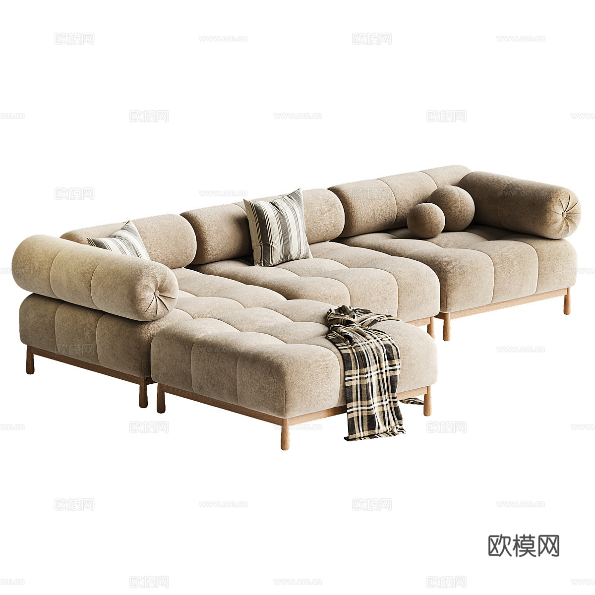 现代奶油风 Sevigne 转角沙发3d模型