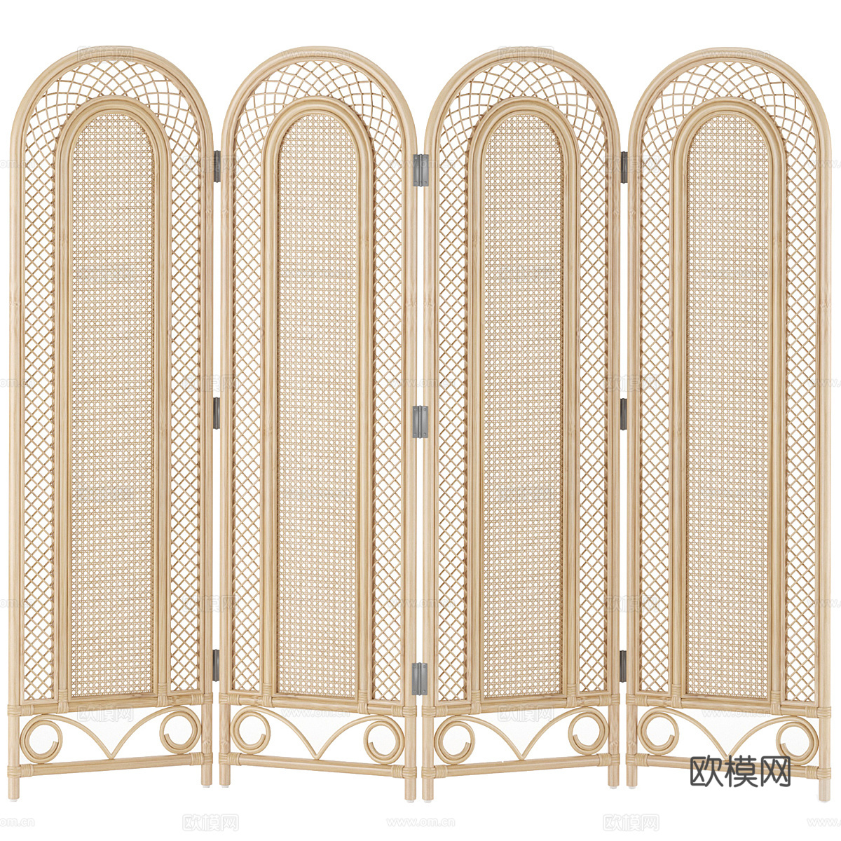 新中式竹藤屏风3d模型