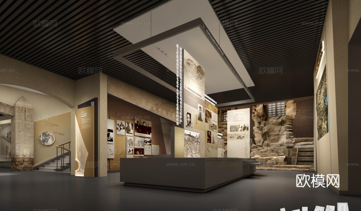 博物馆 文物 展墙 展厅3d模型